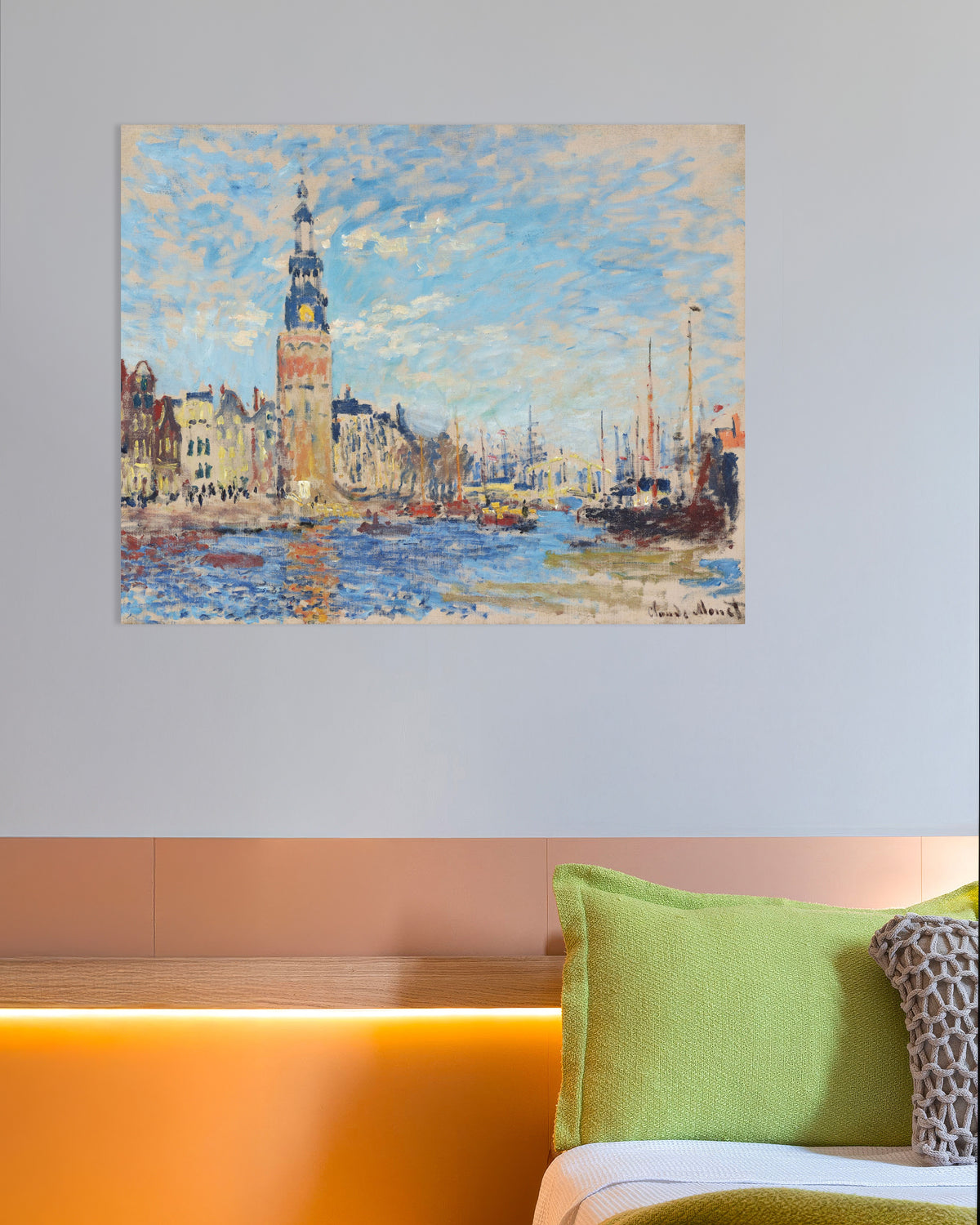 Affiche Vue de la tour Montelbaan, Amsterdam (1874) de Claude Monet