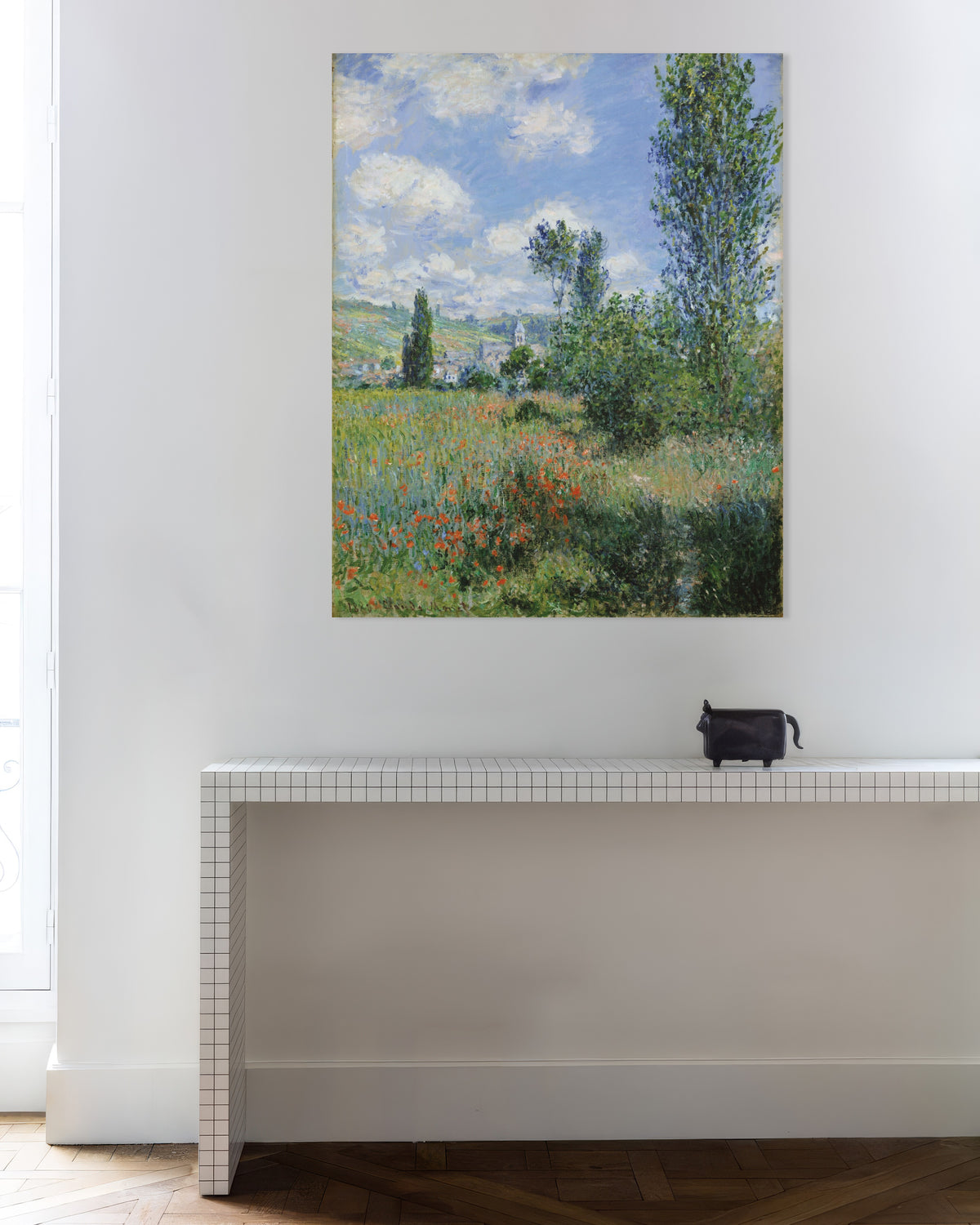 Poster Gezicht op Vétheuil (1880) van Claude Monet