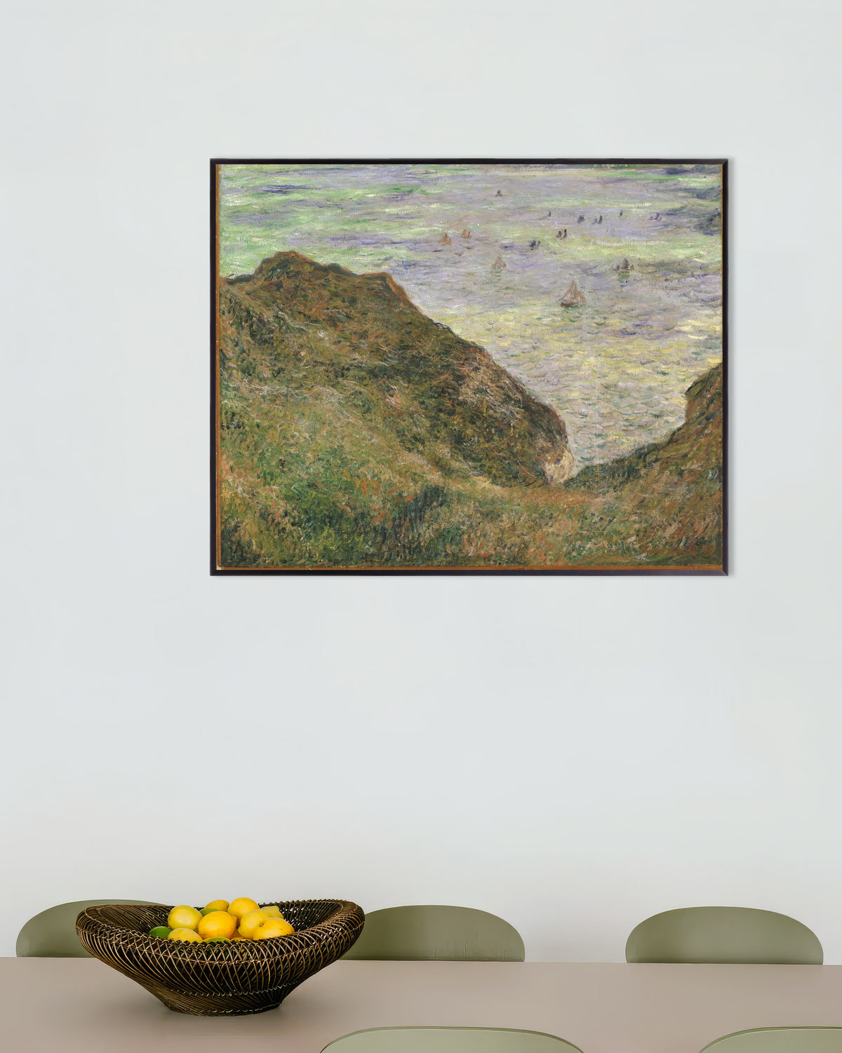 Poster Gezicht op zee (1882) van Claude Monet met metalen lijst