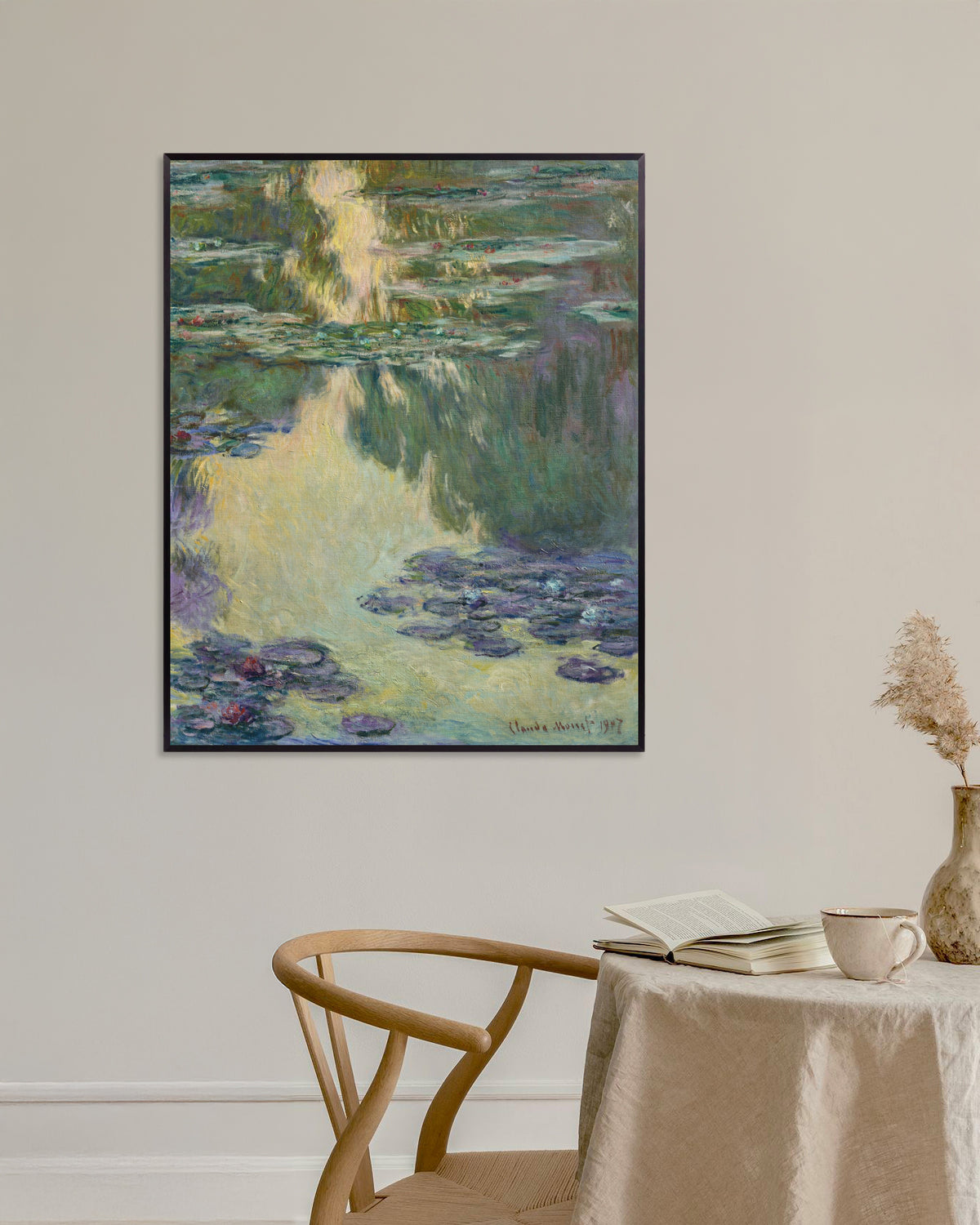 Poster Waterlelies (1907) van Claude Monet met metalen lijst
