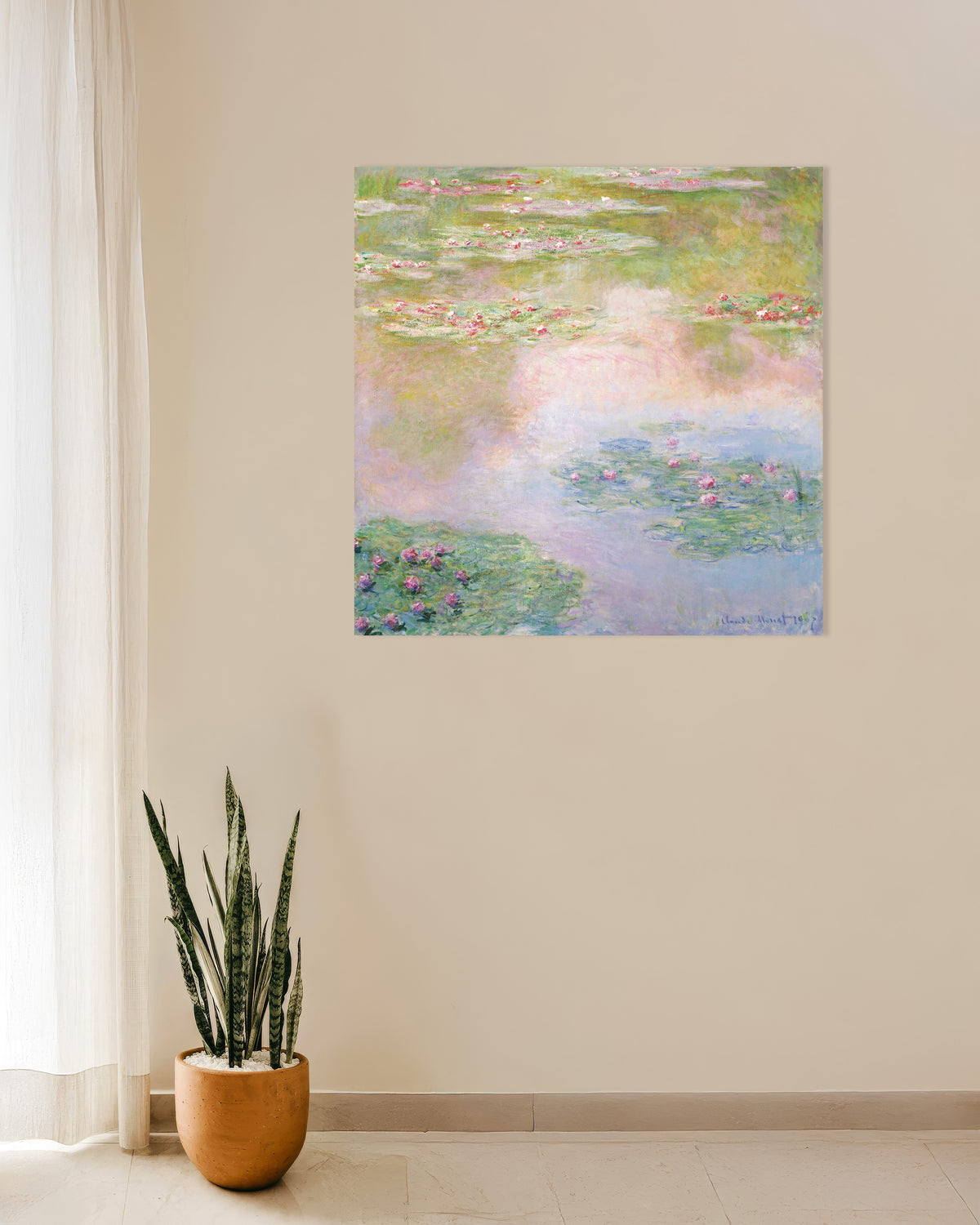 Affiche Nymphéas, reflets roses (1907) de Claude Monet