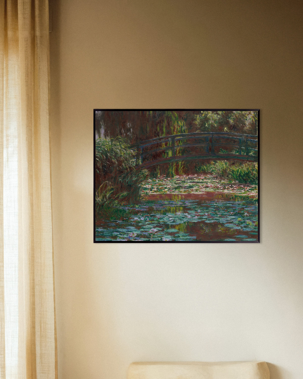 Poster De waterlelievijver (1900) van Claude Monet met metalen lijst
