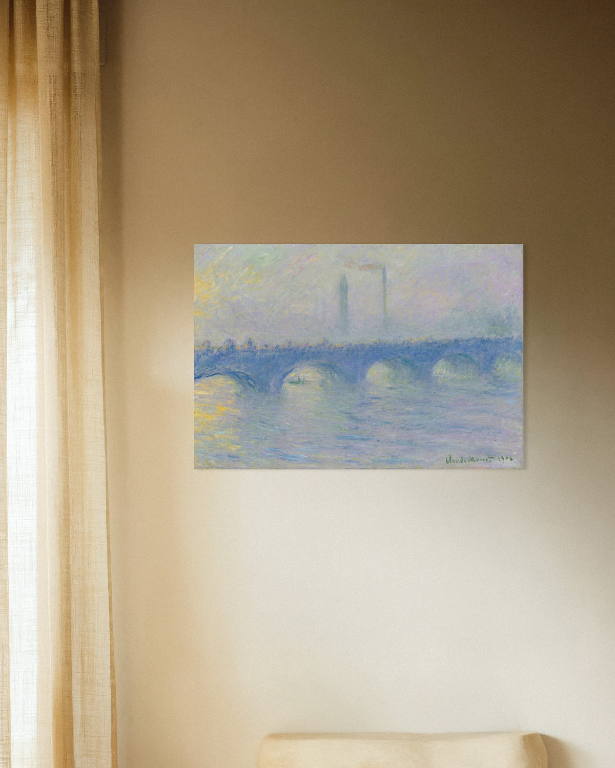 Poster Waterloo Bridge, neveleffect (1904) van Claude Monet