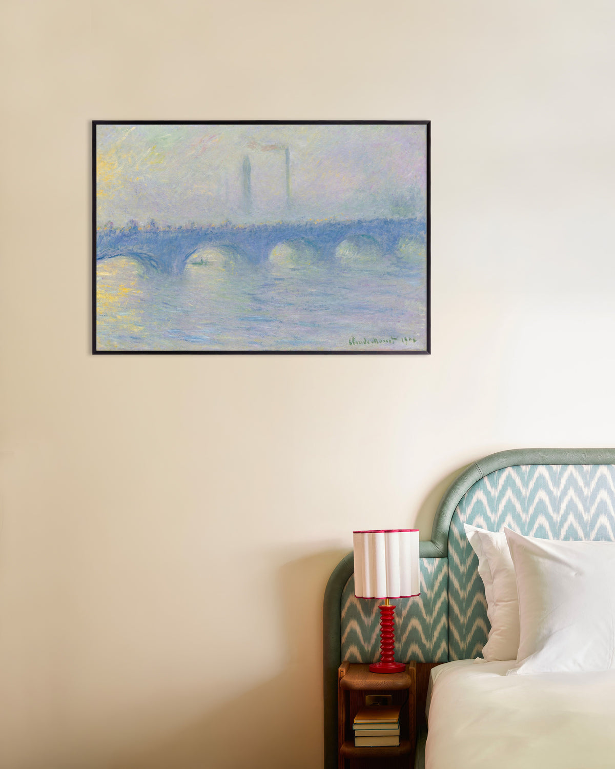 Poster Waterloo Bridge, neveleffect (1904) van Claude Monet met metalen lijst