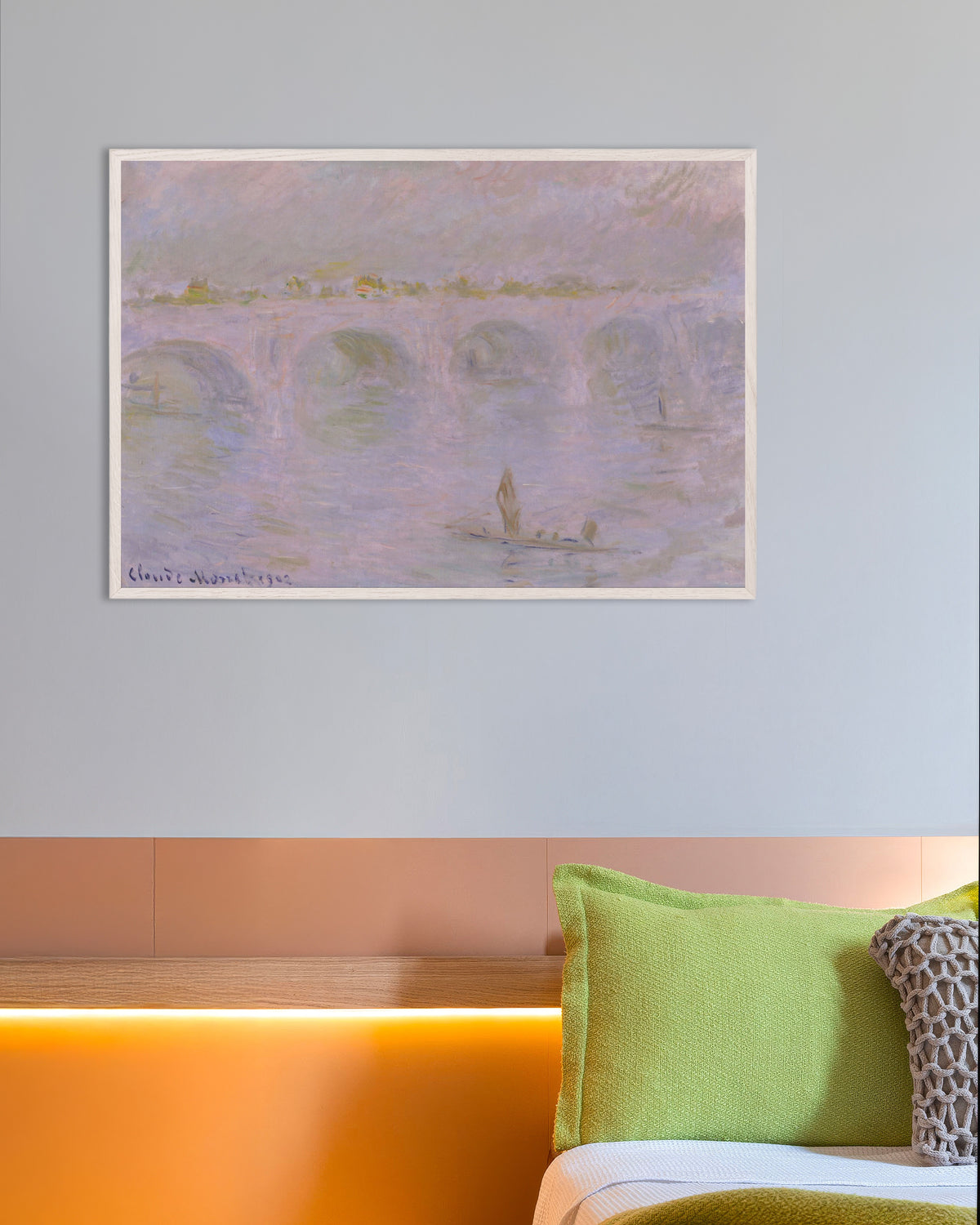Poster Waterloo Bridge, Londen (1902) van Claude Monet met witte houten lijst