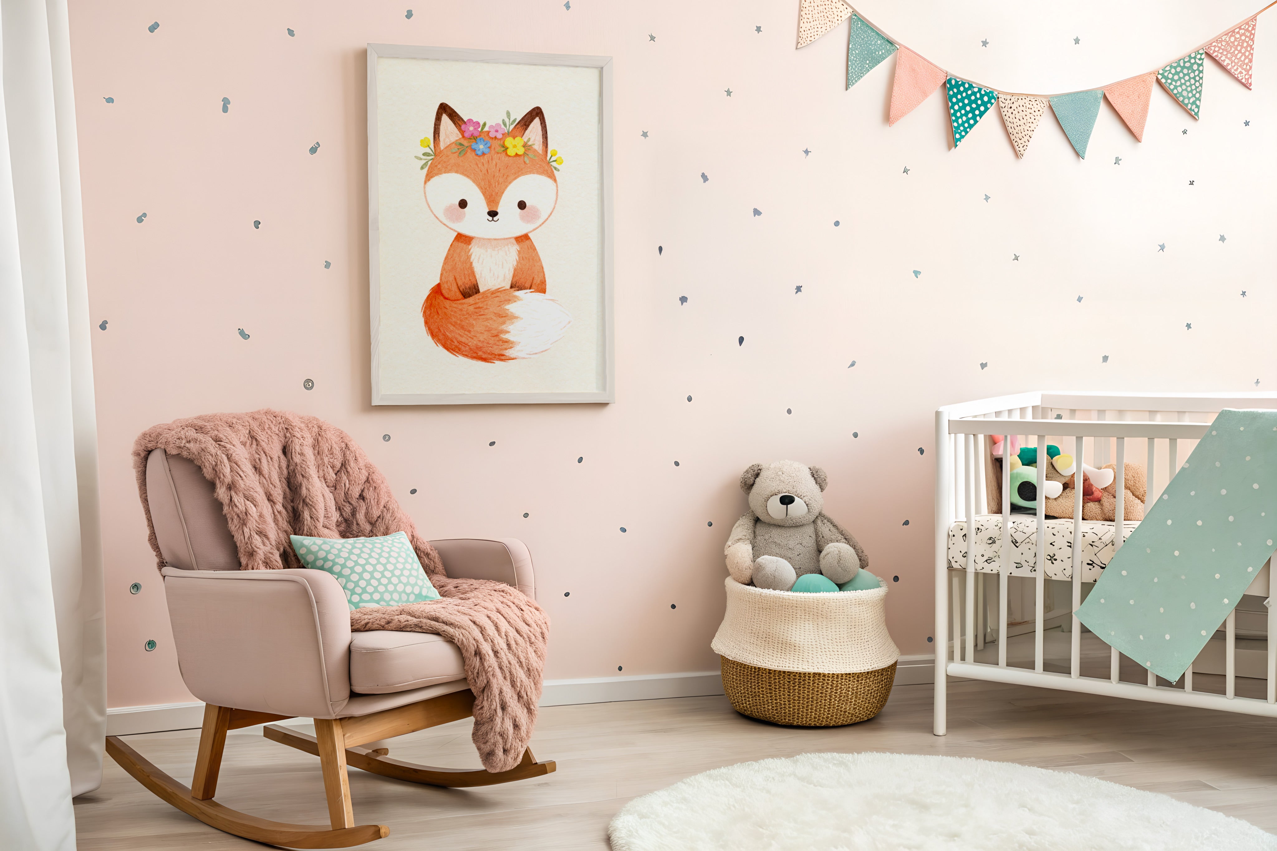 Vos Poster - Bosrijke Kinderkamer Muurdecoratie
