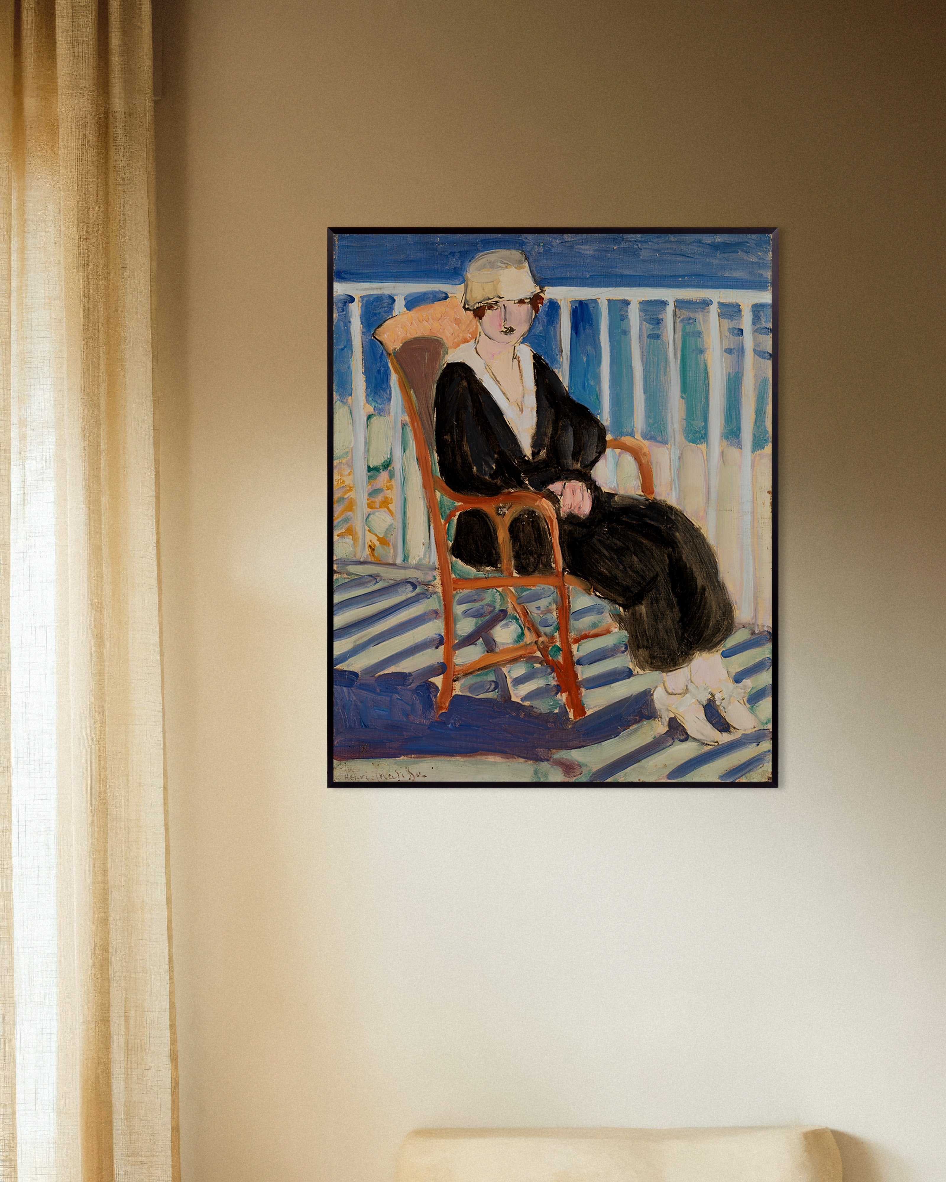 Poster of Woman by the ocean (ca. 1919) by Henri Matisse, with metal frame