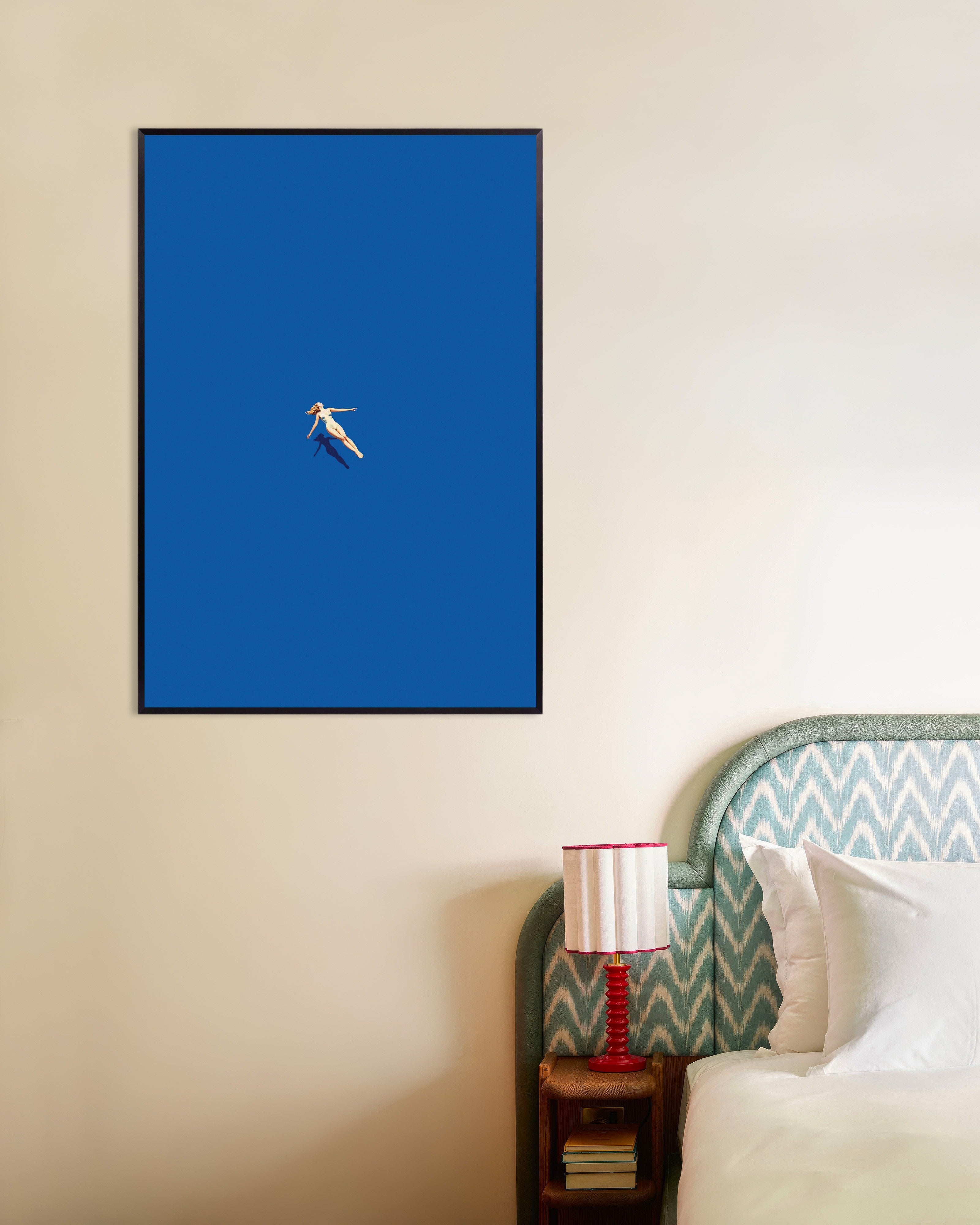 Poster of Woman floating on water, SPA poster, with metal frame