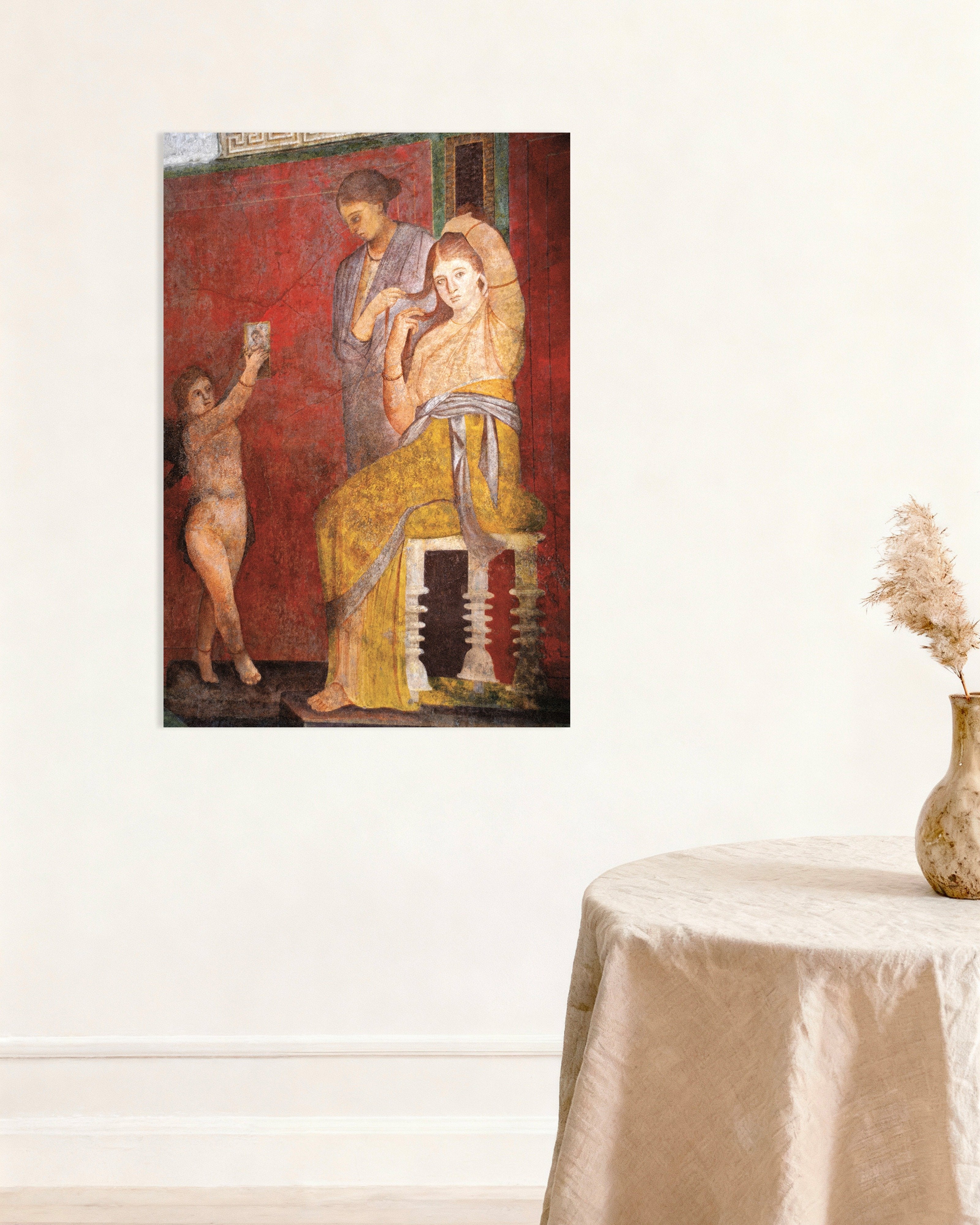 Poster of Woman having hair done fresco poster