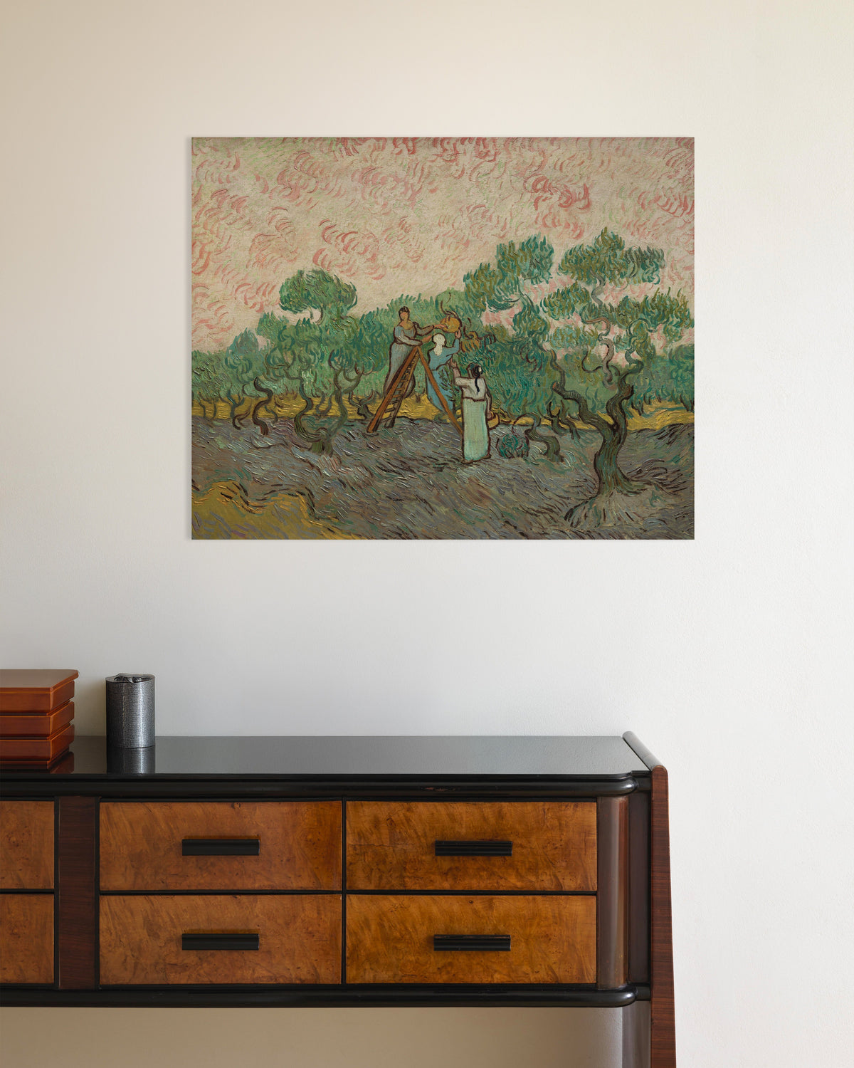 Poster van Vrouwen die olijven plukken (1889) van Vincent van Gogh