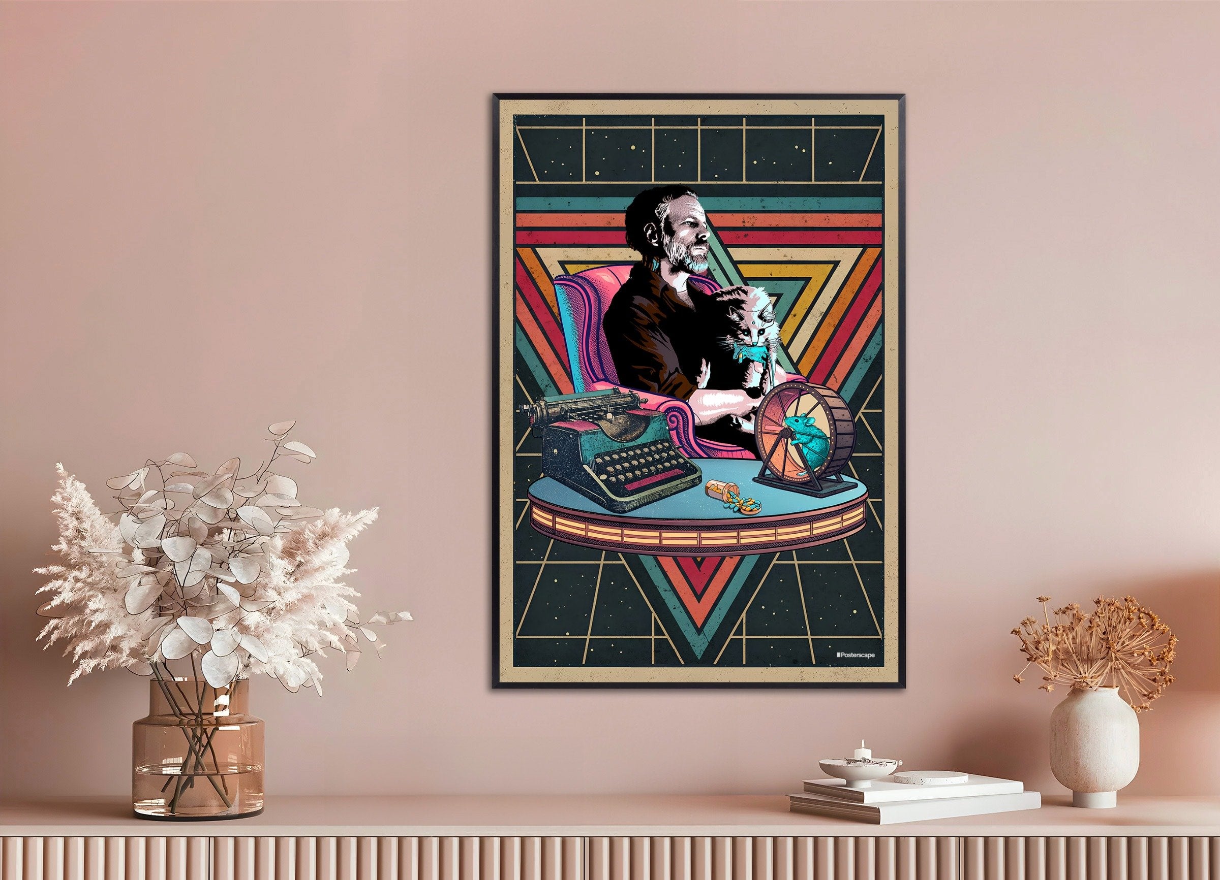 Philip K. Dick Poster - « Je suis vivant et vous êtes morts » - Science-fiction rétro