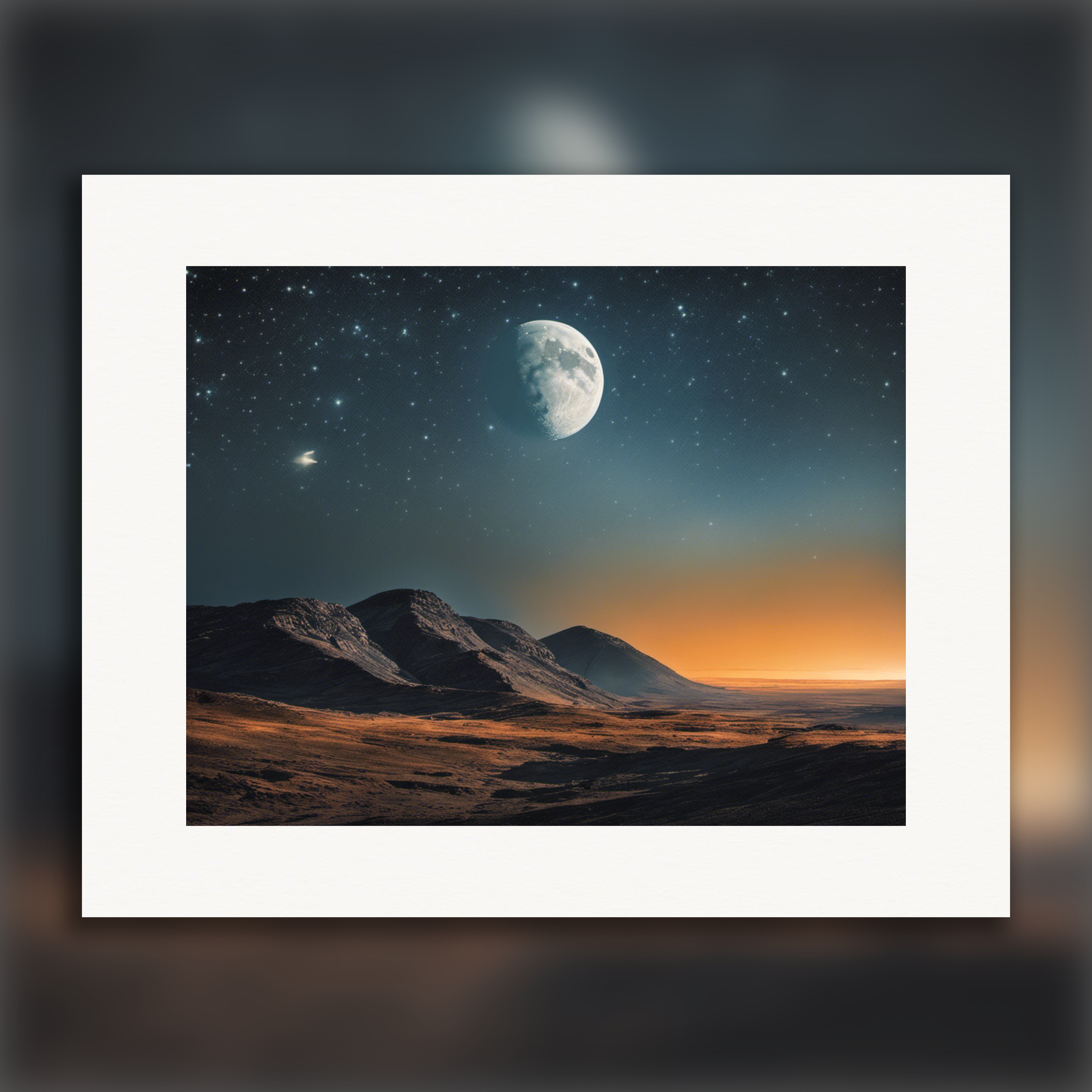 Lune et ciel étoilé - Affiche