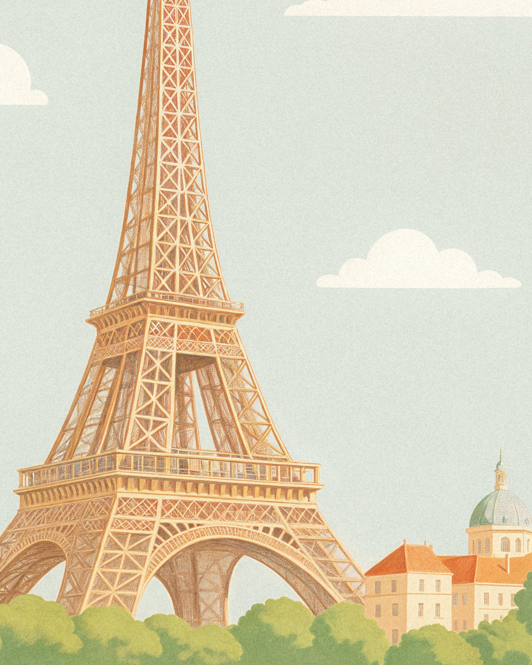 Paris – Illustration douce aux couleurs pastel - Affiche