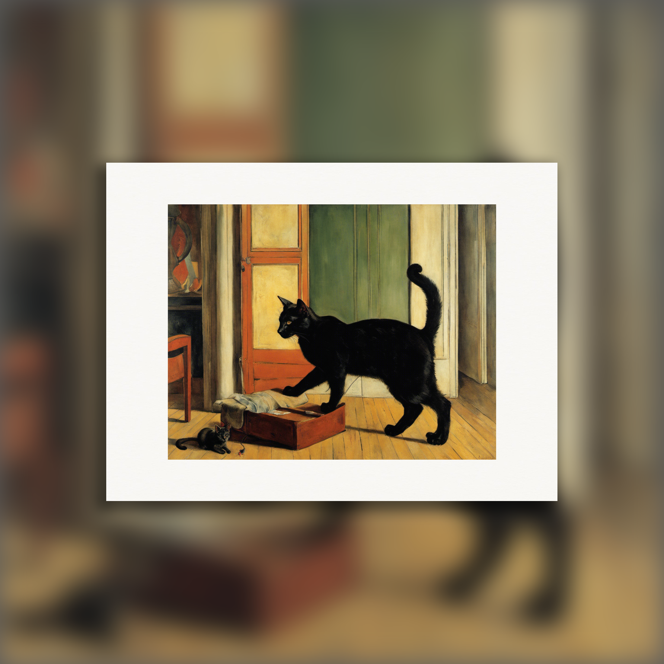 Franse figuratieve schilderkunst, een kat - Poster