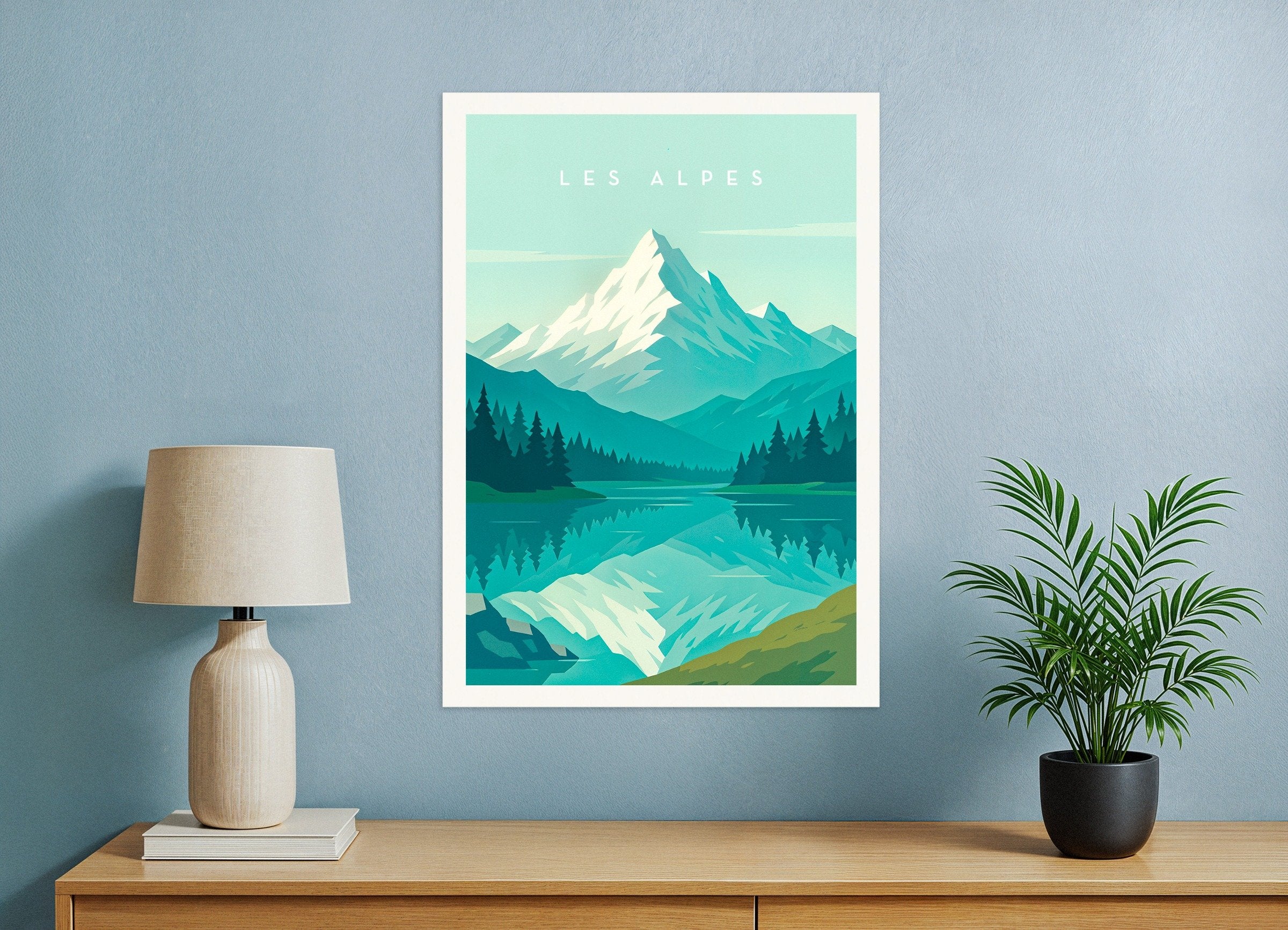 Poster of Alps Poster - Minimalist Mountain Art Print
