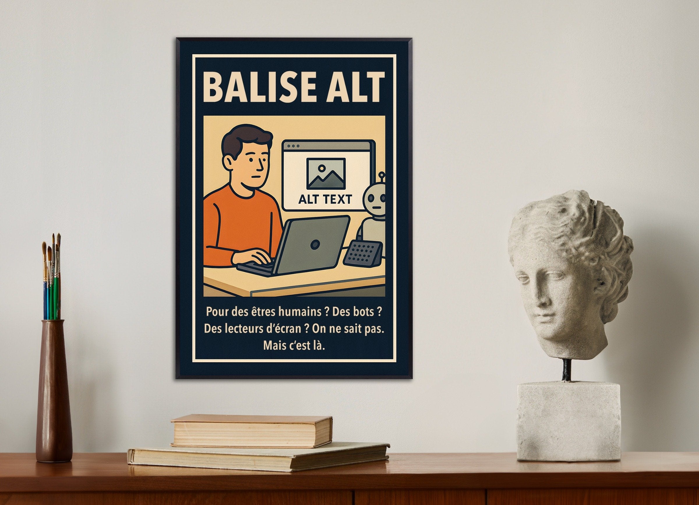 Poster of ALT text - Demotivational Poster, with metal frame