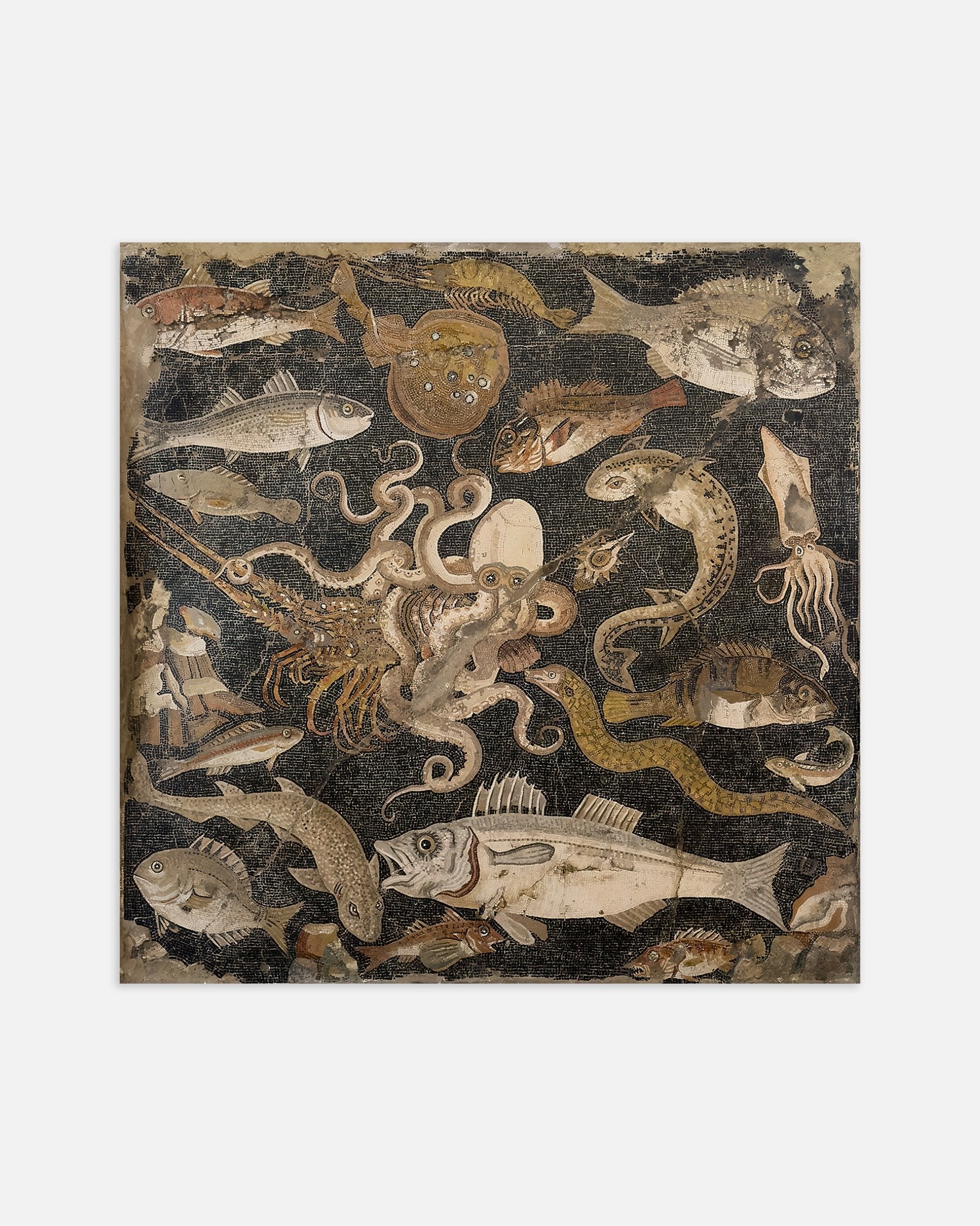 Poster of Ancient Pompeii Marine Life Mosaic - Roman Sea Creatures Art Print, thumbnail