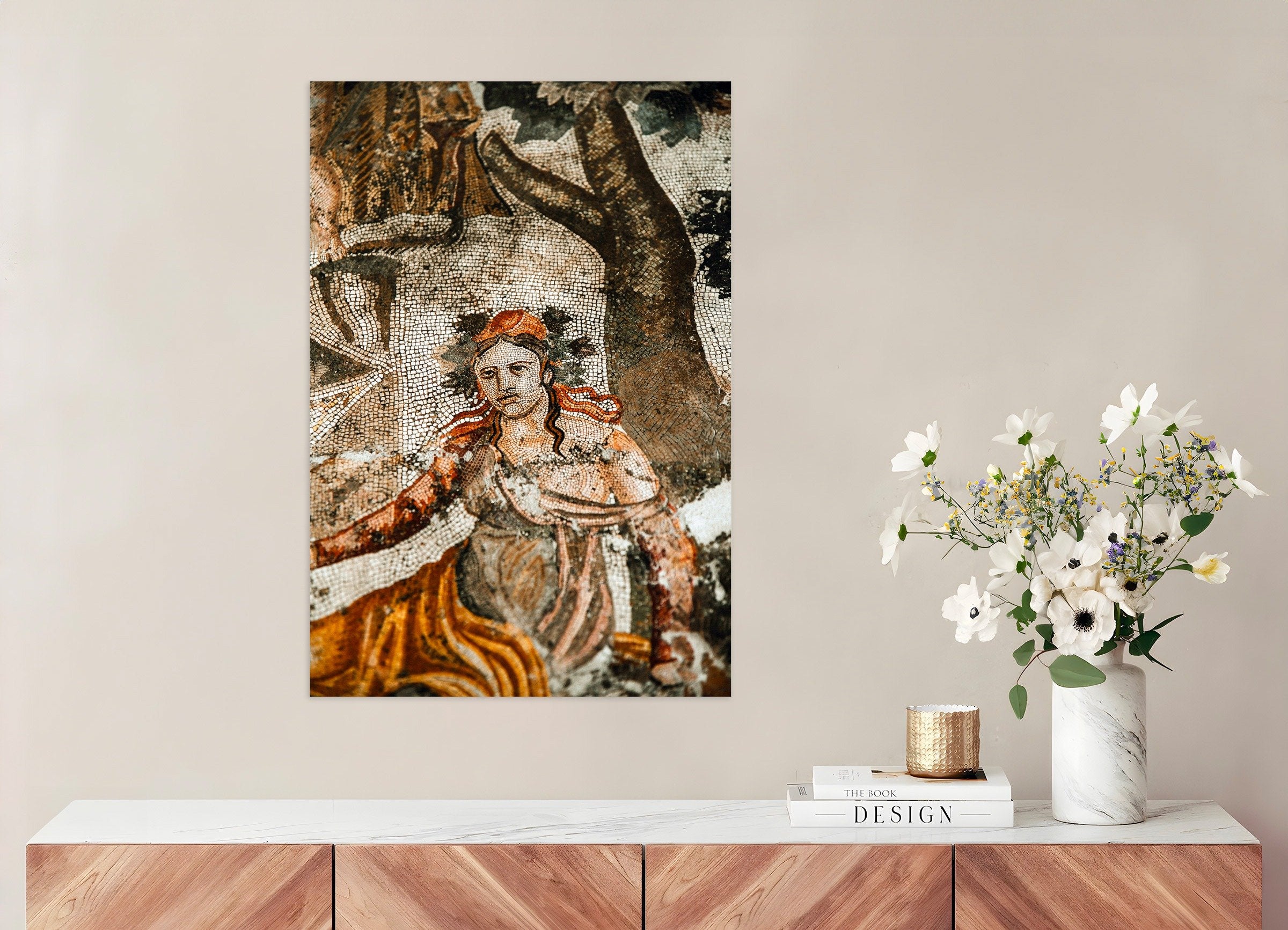 Poster of Ancient Pompeii Mosaic Portrait - Roman Tessellated Art Print
