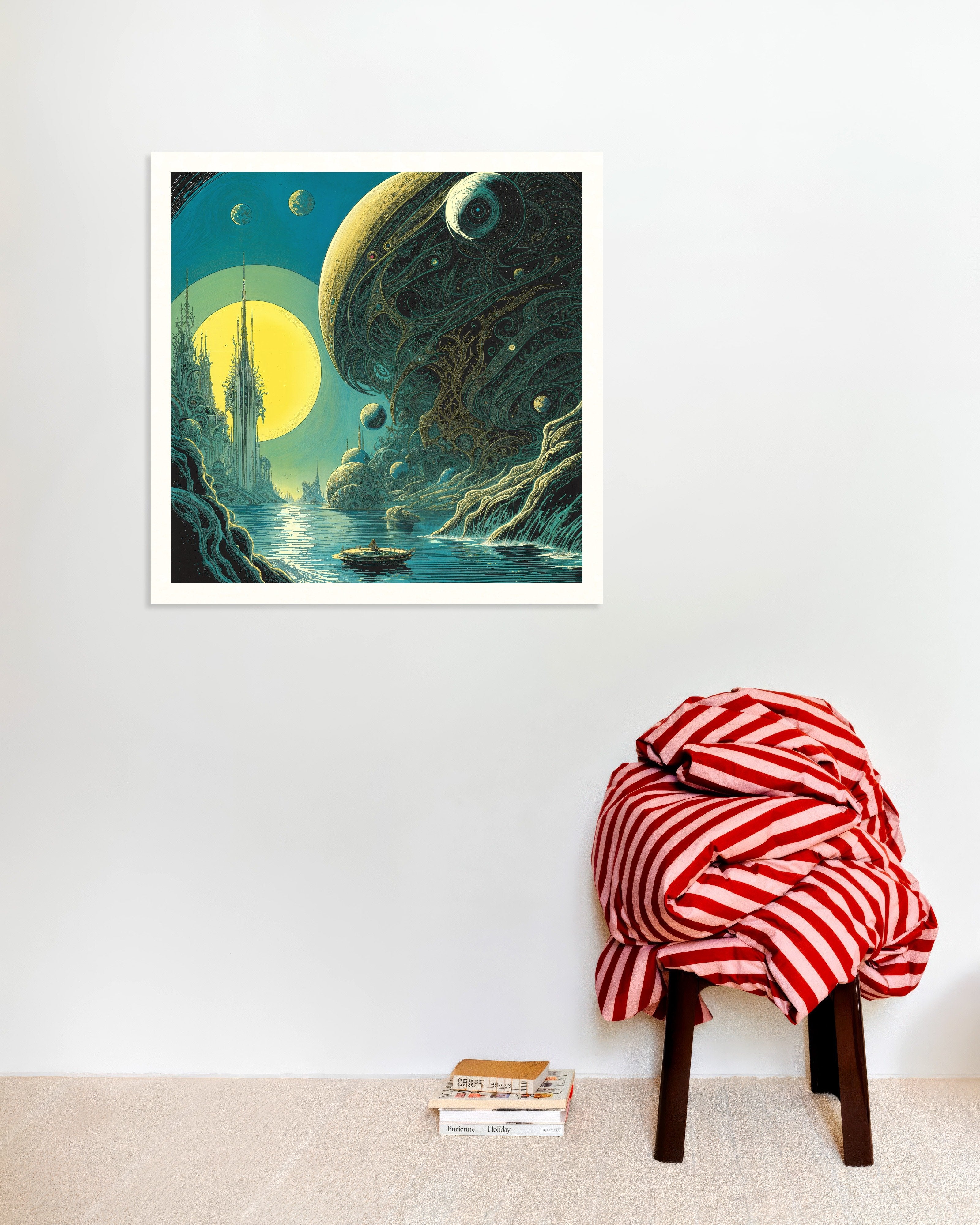 Poster of Aquatic Symbiosis - Cosmic Leviathan Over Tidal City - Poster
