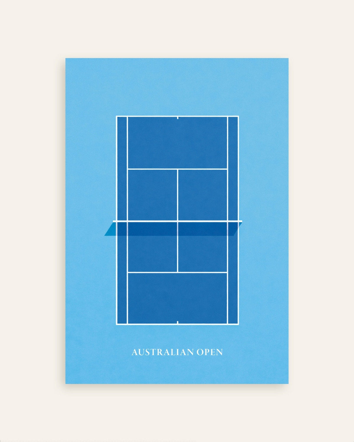 Poster van Australian Open-tennisposter – minimalistische poster van een blauwe tennisbaan, miniatuur