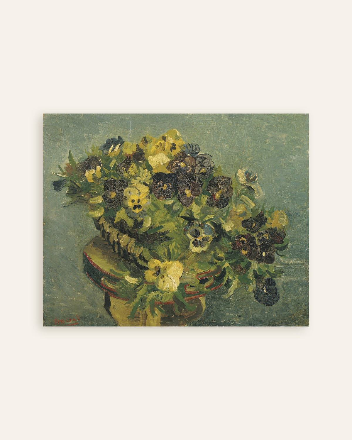Vignette du poster Panier de pensées sur une petite table (1887) de Vincent van Gogh