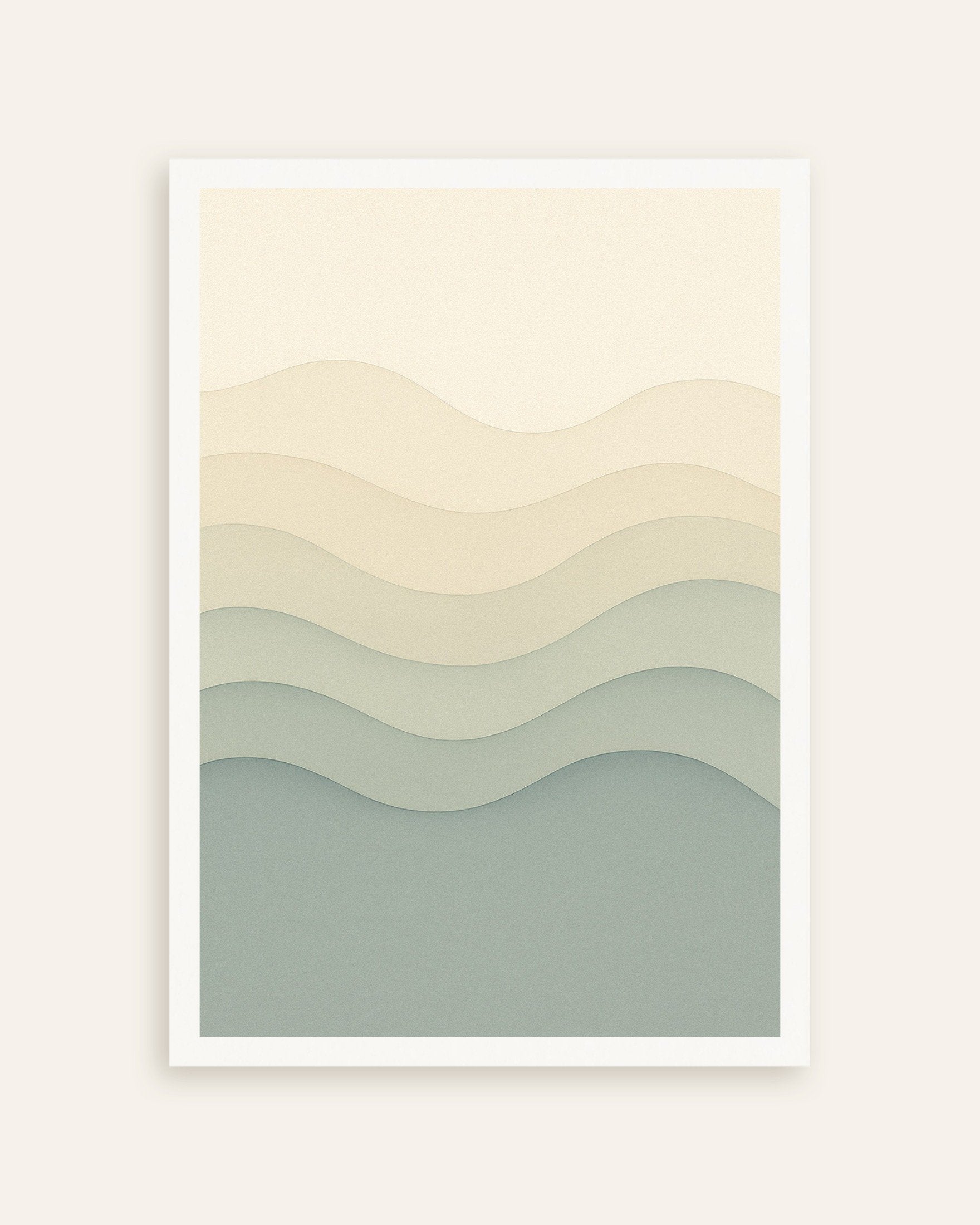 Poster of Beige and blue abstract waves print, thumbnail