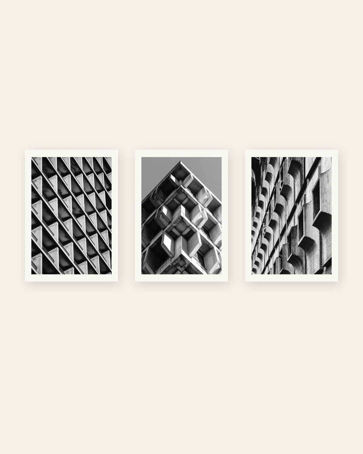 Brutalisme posters, set van 3: patronen in beton, zonder lijst