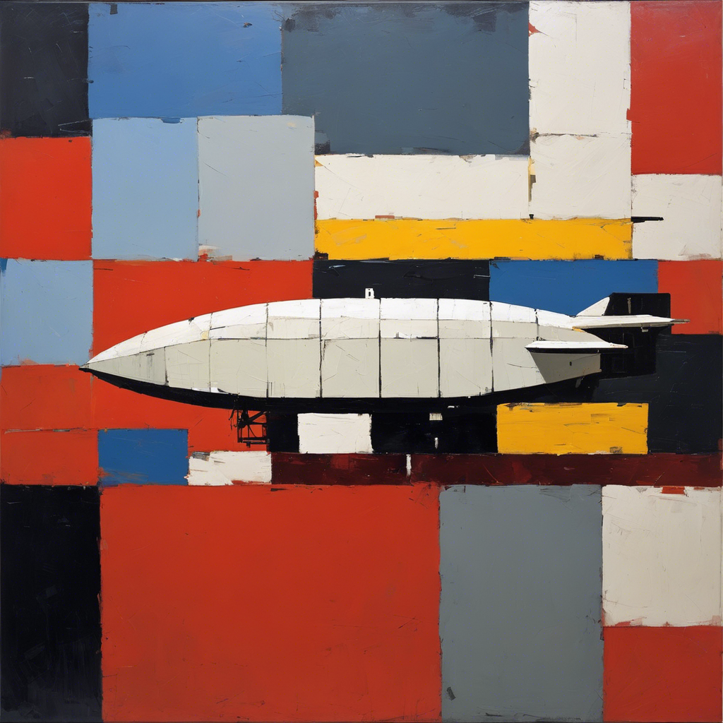 Figurative abstraction, formes géométriques épaisses et texturées, Zeppelin - Affiche