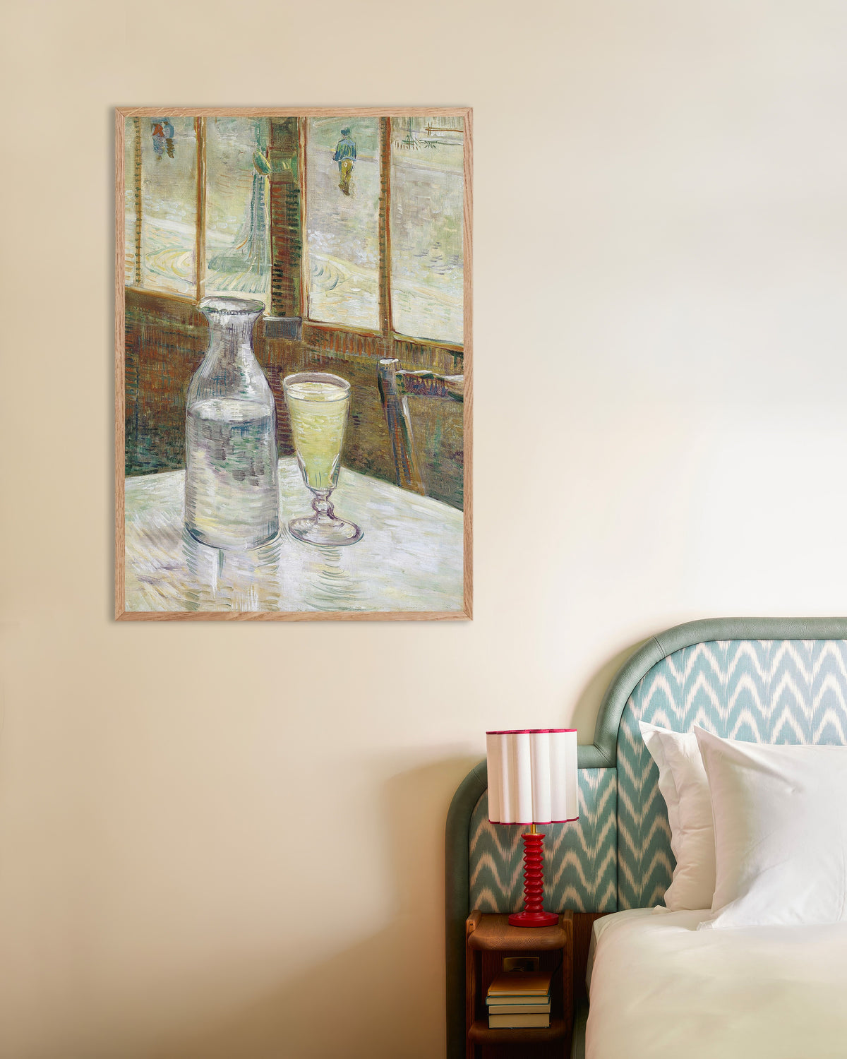 Poster de Table de café à l’absinthe (1887), de Vincent van Gogh, avec cadre en bois naturel
