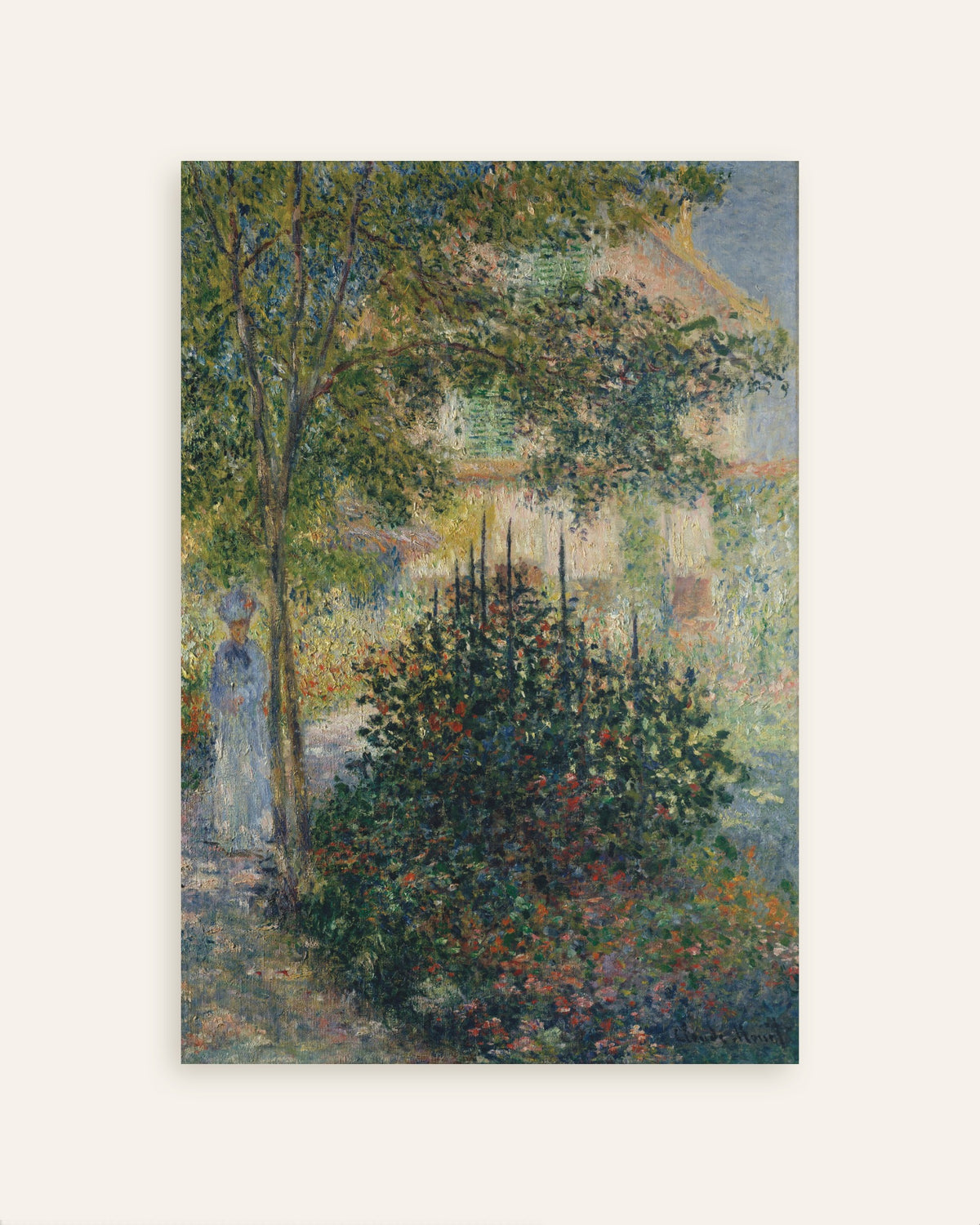 Poster Camille Monet in de tuin in Argenteuil (1876) van Claude Monet, miniatuur