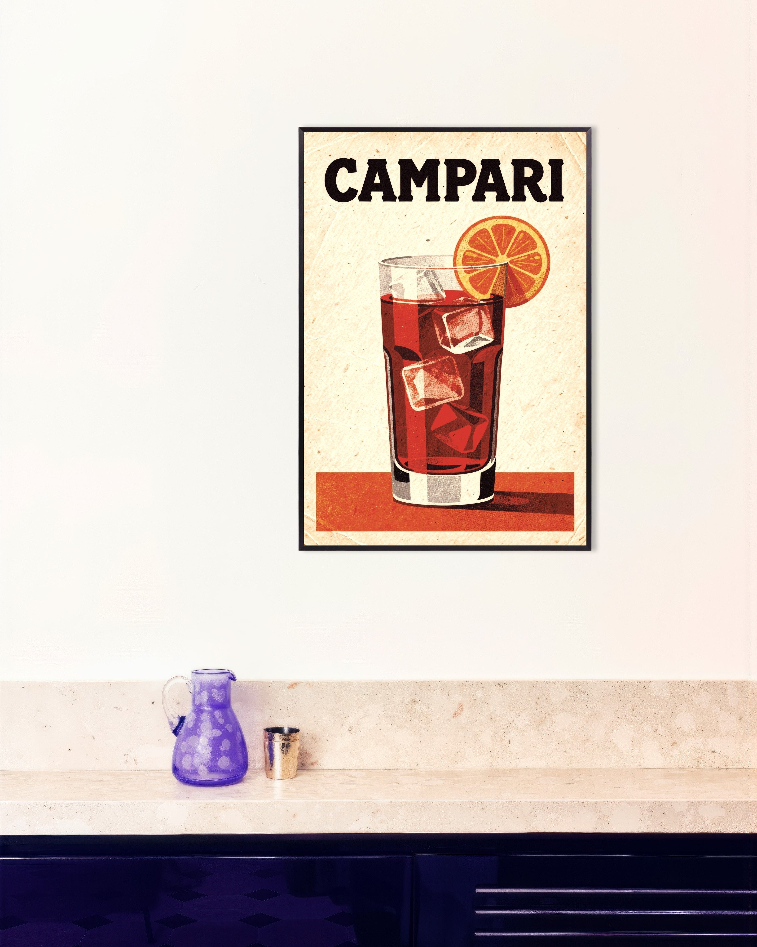 Poster of Campari Highball - Vintage Bar Poster, with metal frame
