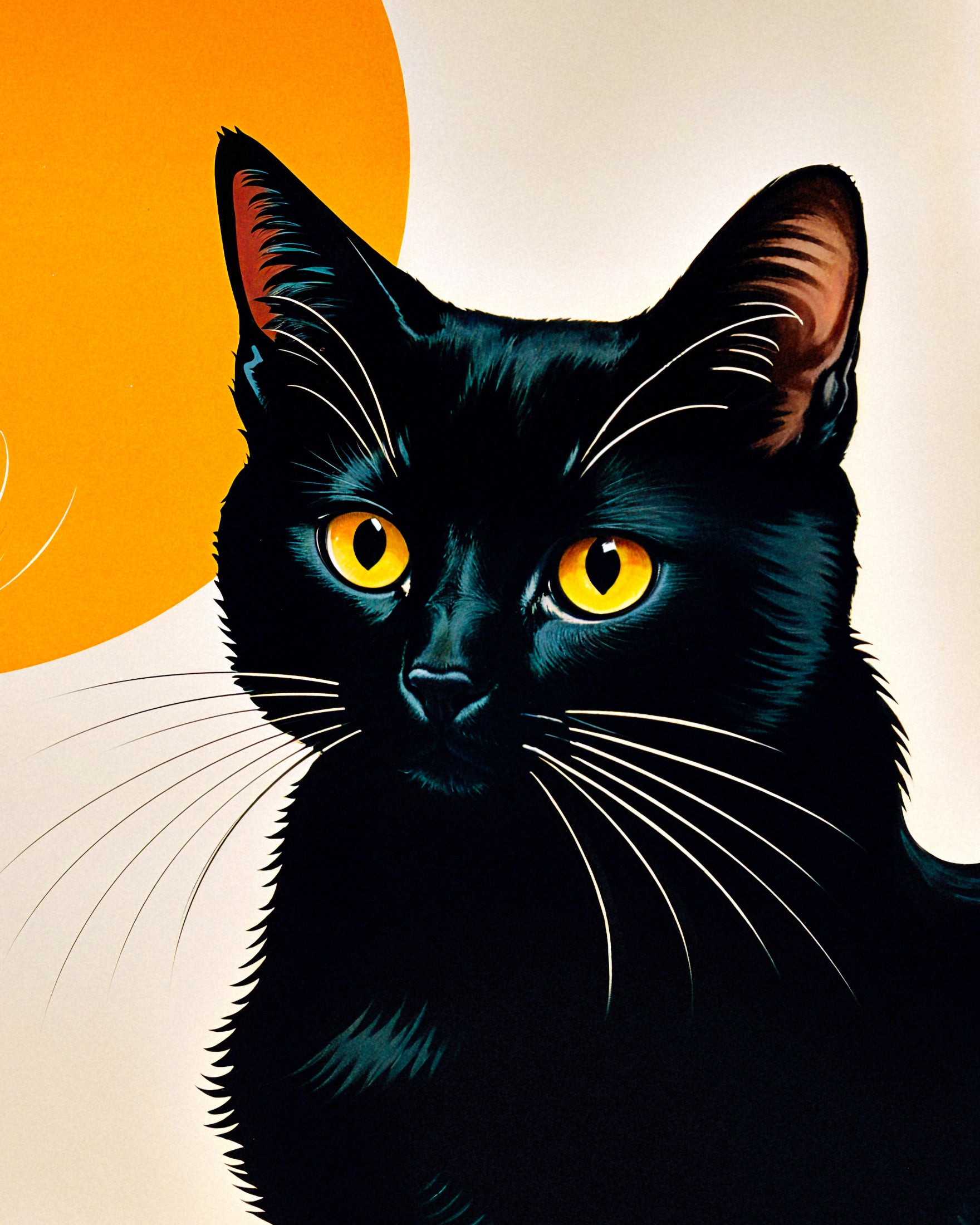 Chat noir et café, vintage japonais - Affiche