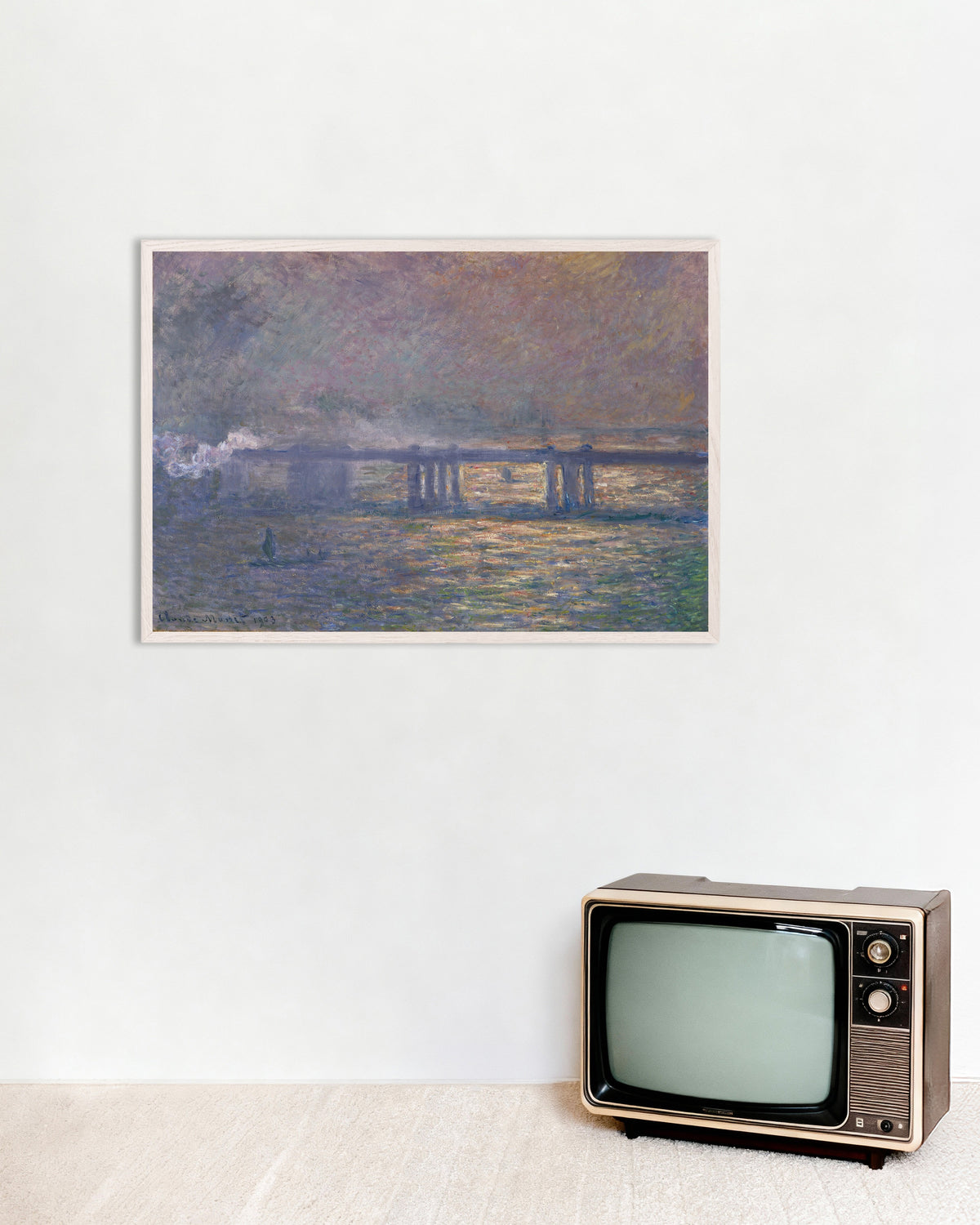 Poster Charing Cross Bridge (1903) van Claude Monet met witte houten lijst