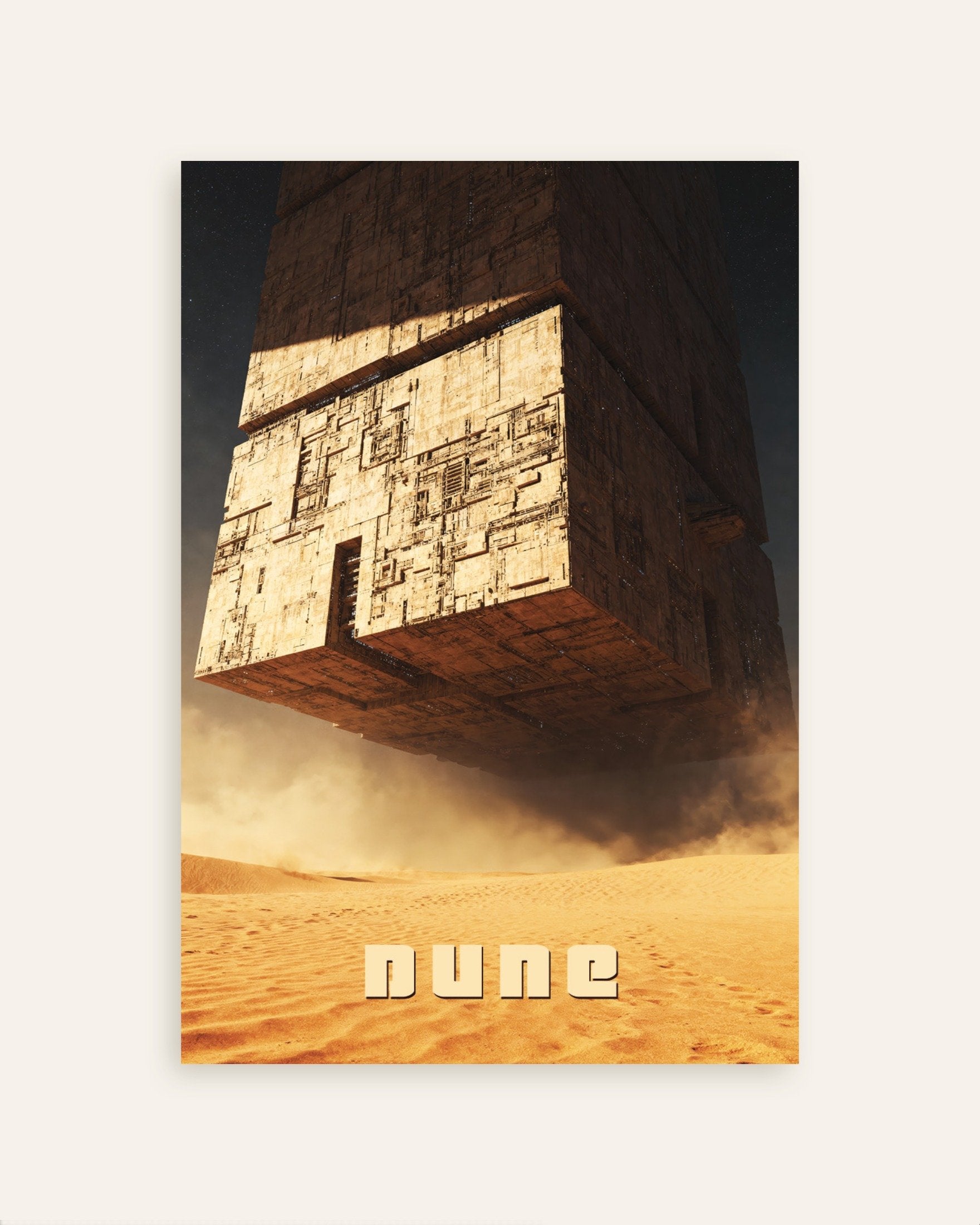 Poster of Colossal Desert Cube, Sci-Fi Megastructure Art Print, thumbnail
