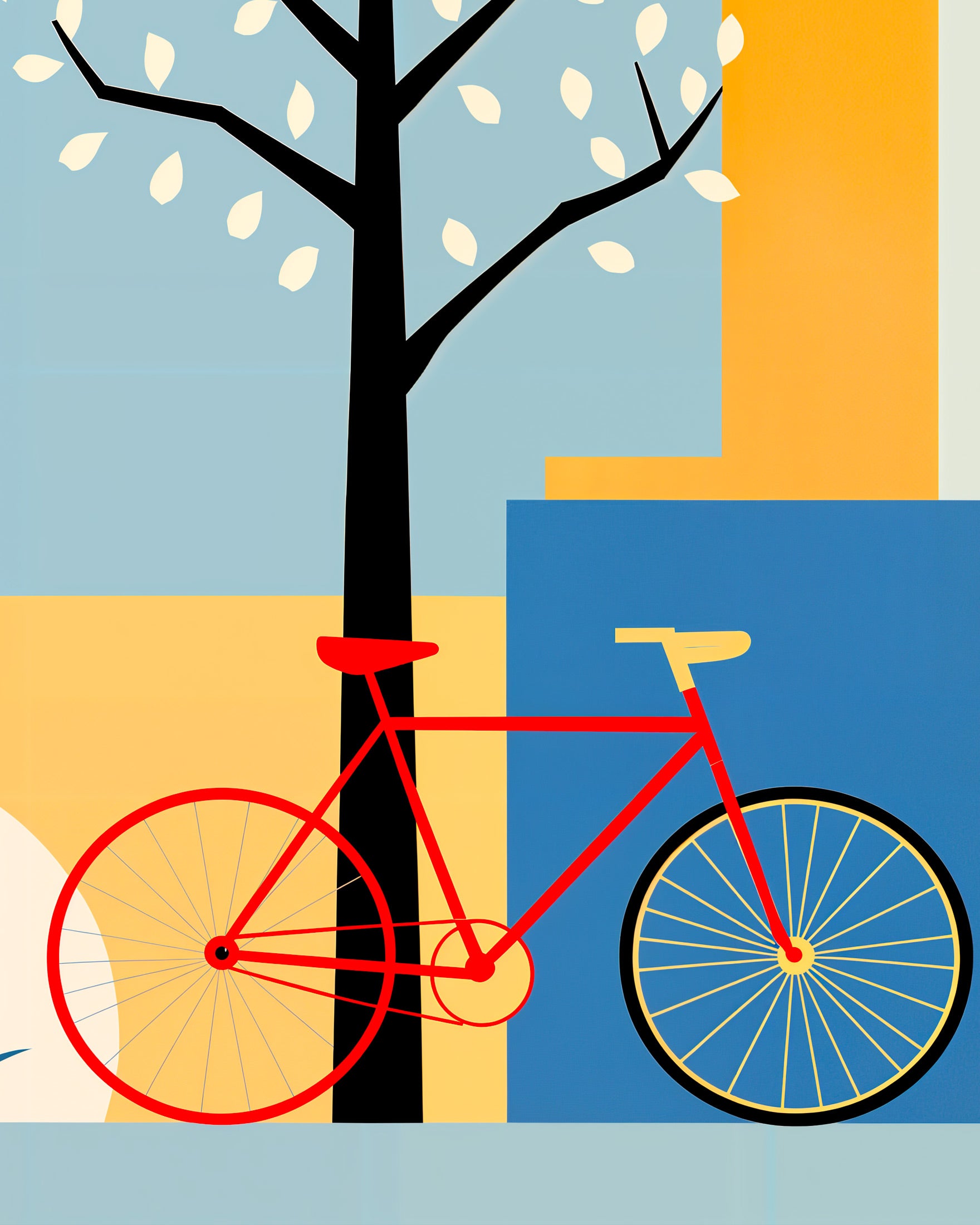 Affiche vélo, art abstrait géométrique