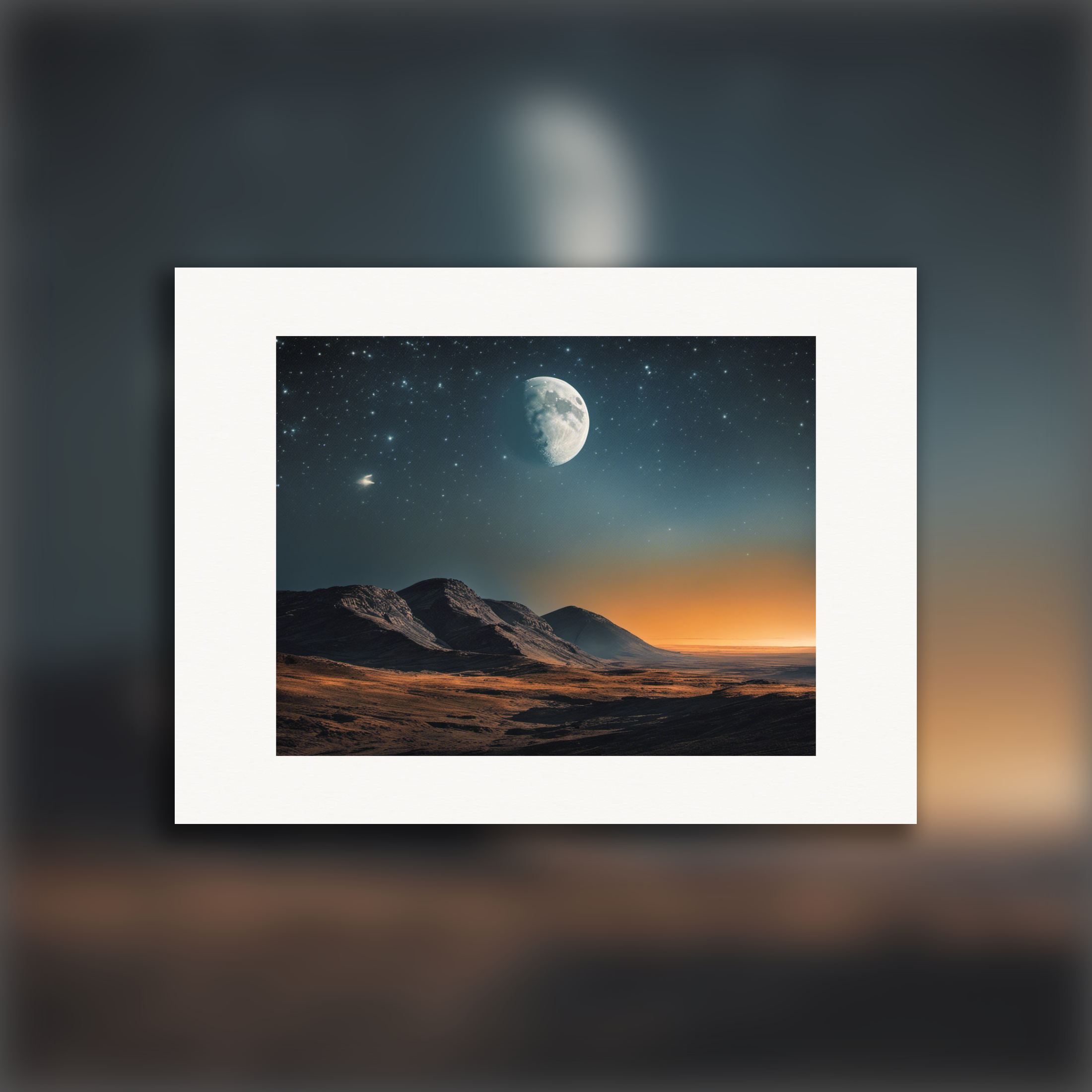Lune et ciel étoilé - Affiche