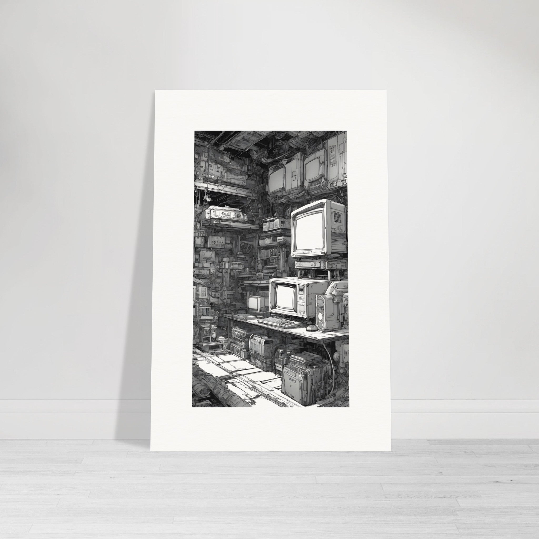 Contemporary black cyberpunk manga, Video game console - Affiche