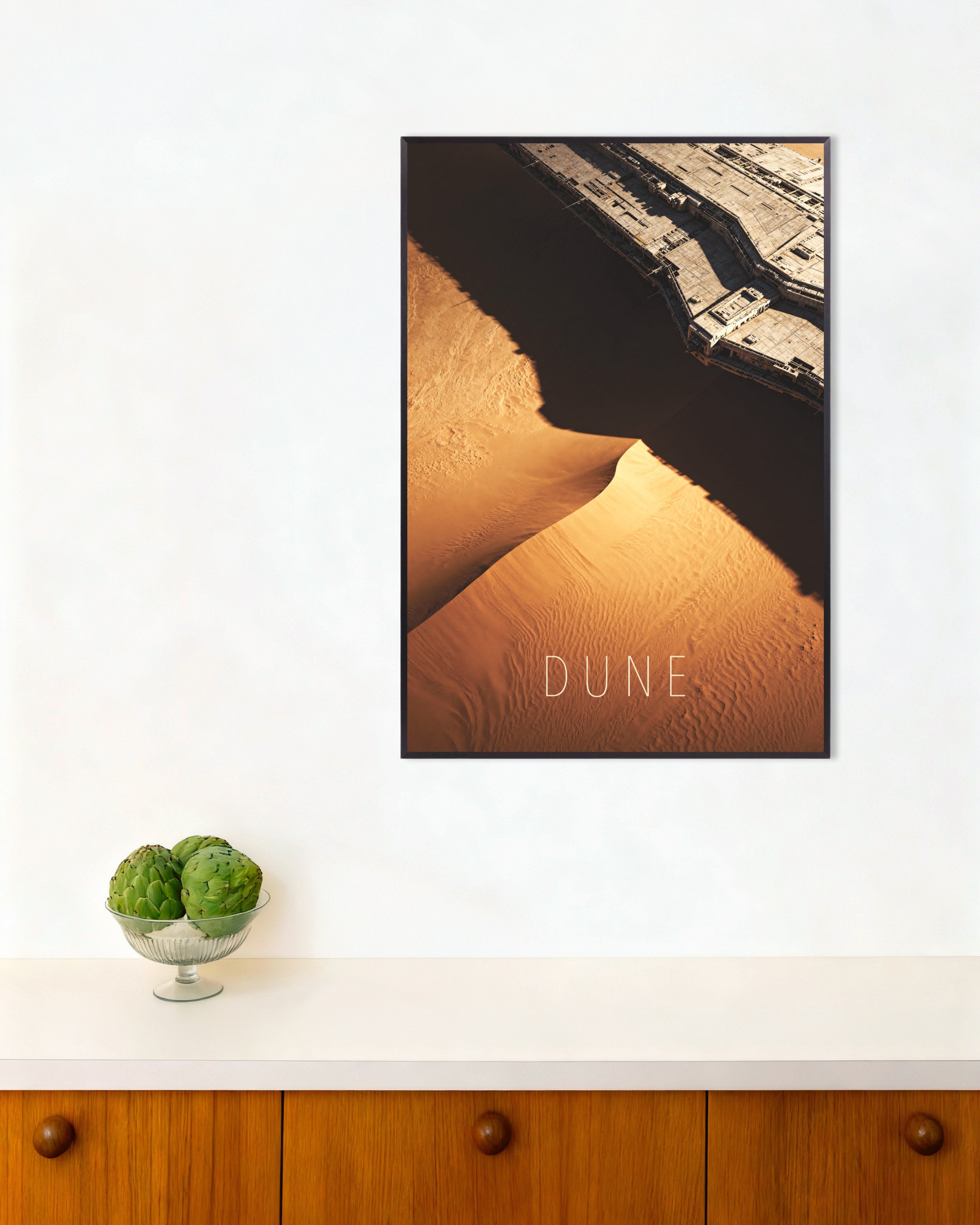 Poster of Desert Ship Poster, Sci-Fi Sand Art Print, with metal frame