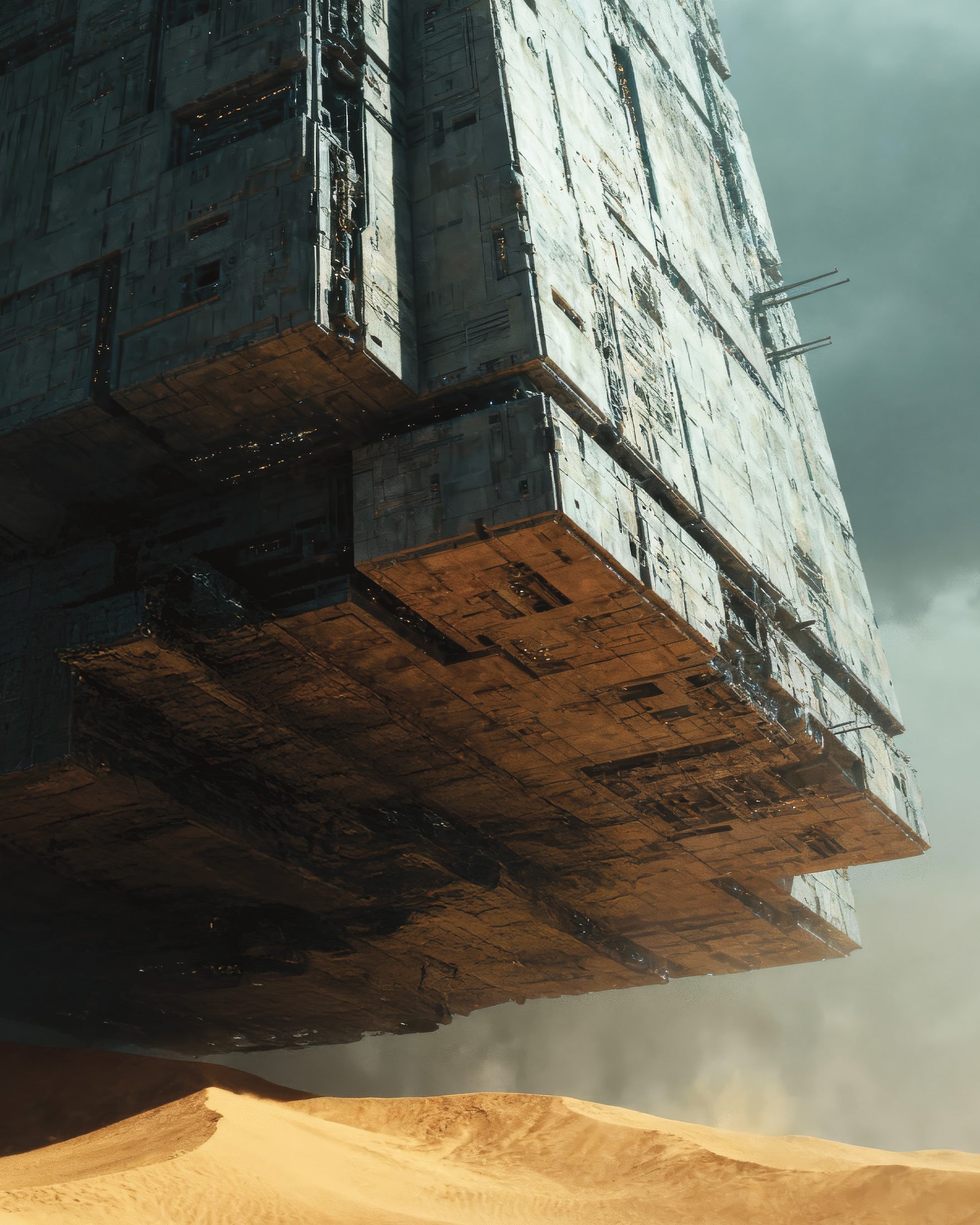 Affiche Méga-structure Suspendue, Dune, Impression Artistique Sci-Fi Désert