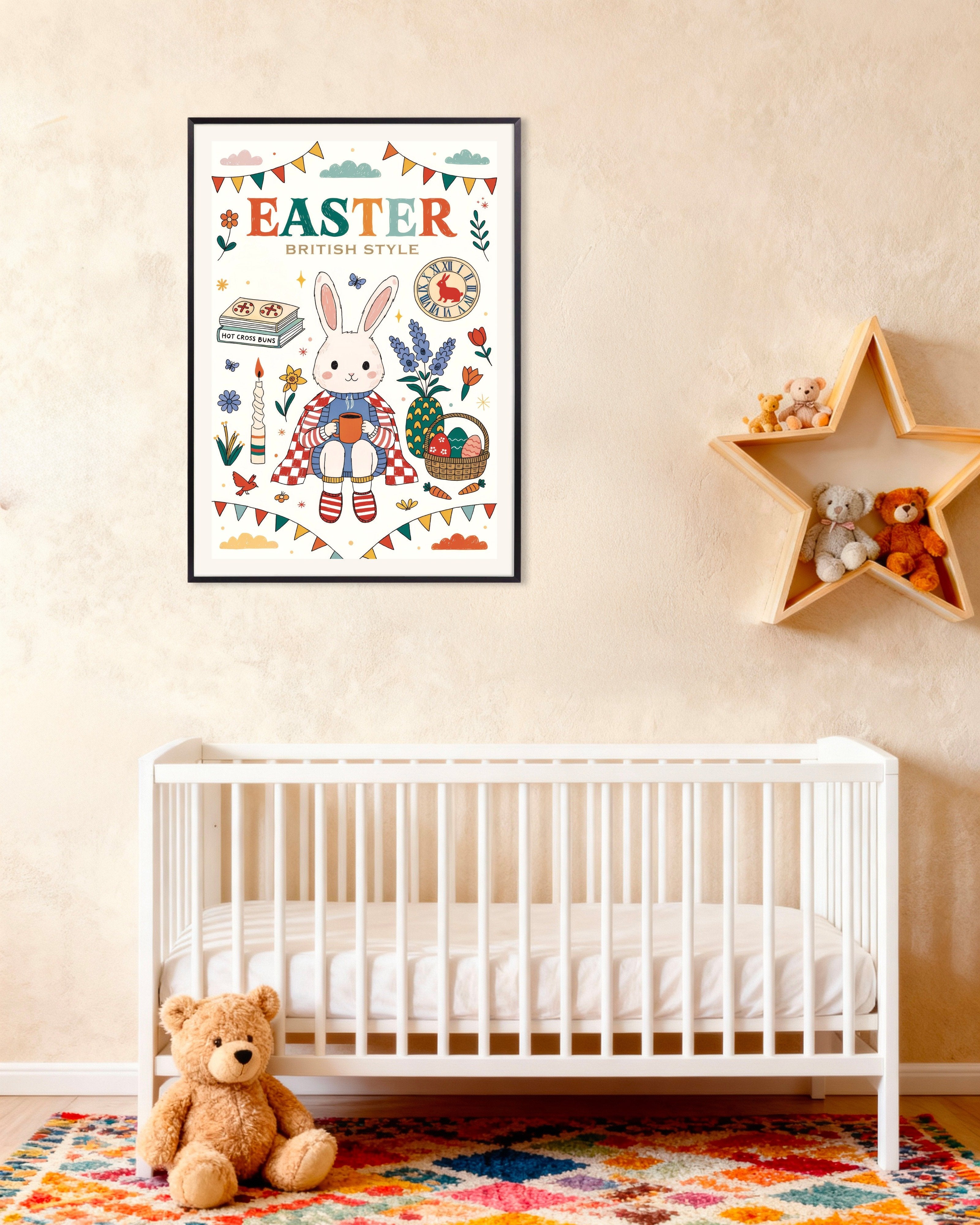 Poster of Easter British Style Bunny Poster, with metal frame