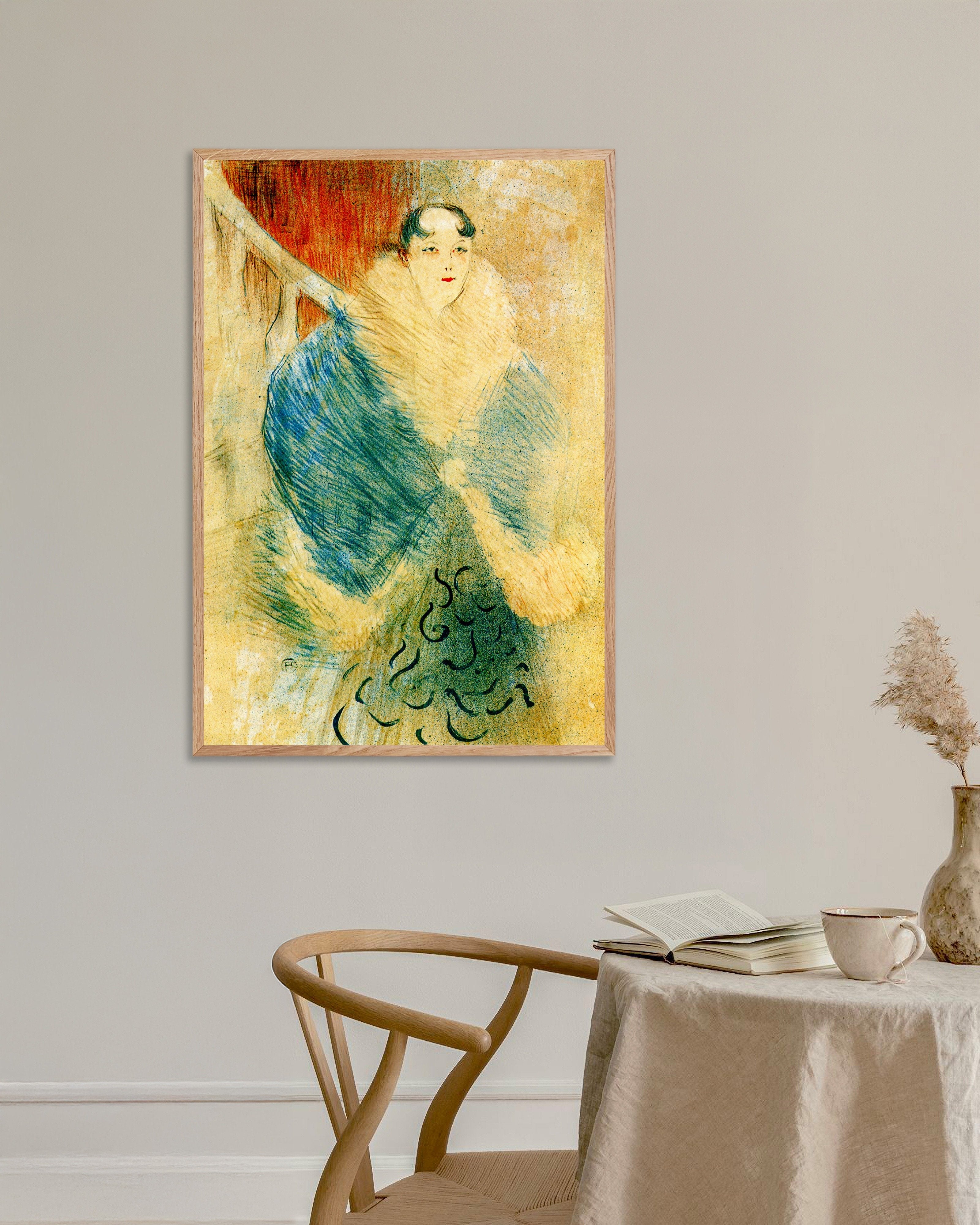 Poster of Elsa, called La Viennoise by Henri de Toulouse-Lautrec, 1897, with natural wooden frame