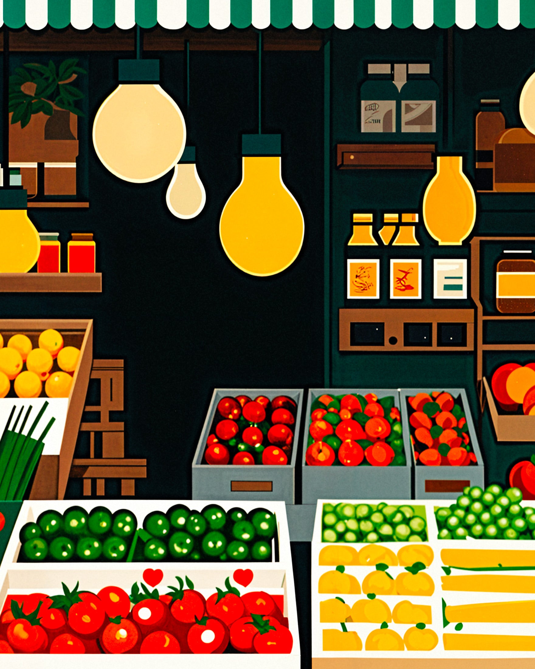 Affiche d'épicerie, fruits et légumes