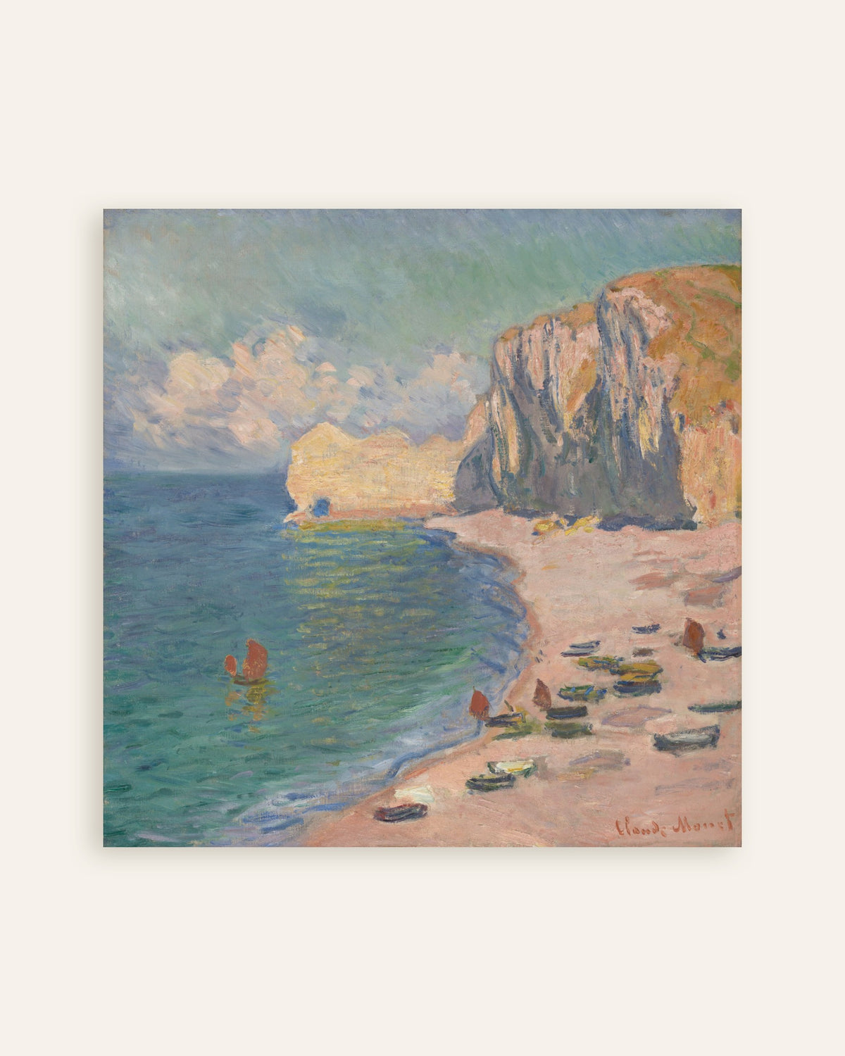 Affiche Étretat, la plage et la falaise d'Amont (1885) de Claude Monet, miniature