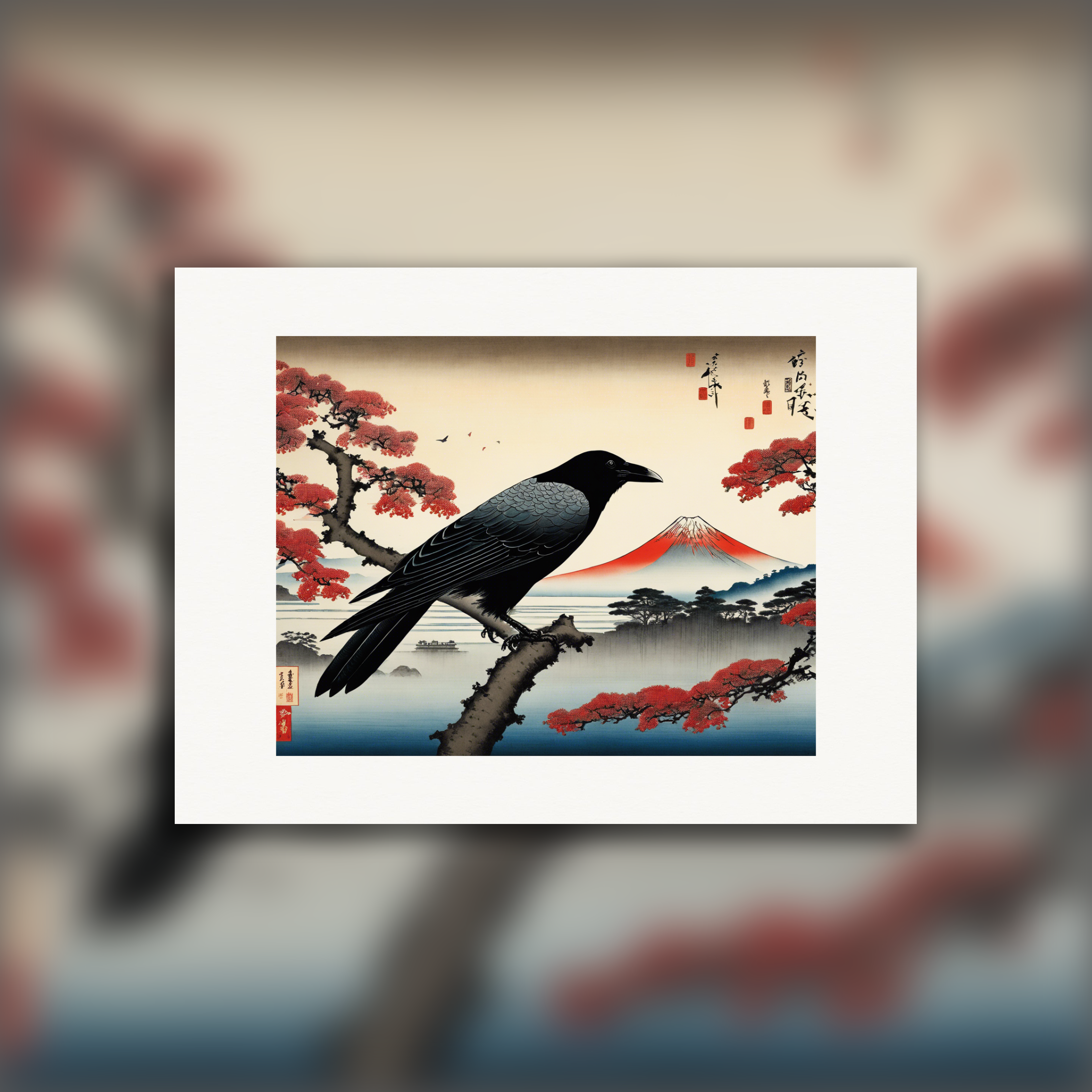 Poëtische ukiyo-e-gezichten, vluchtige momenten, Kraai - Poster