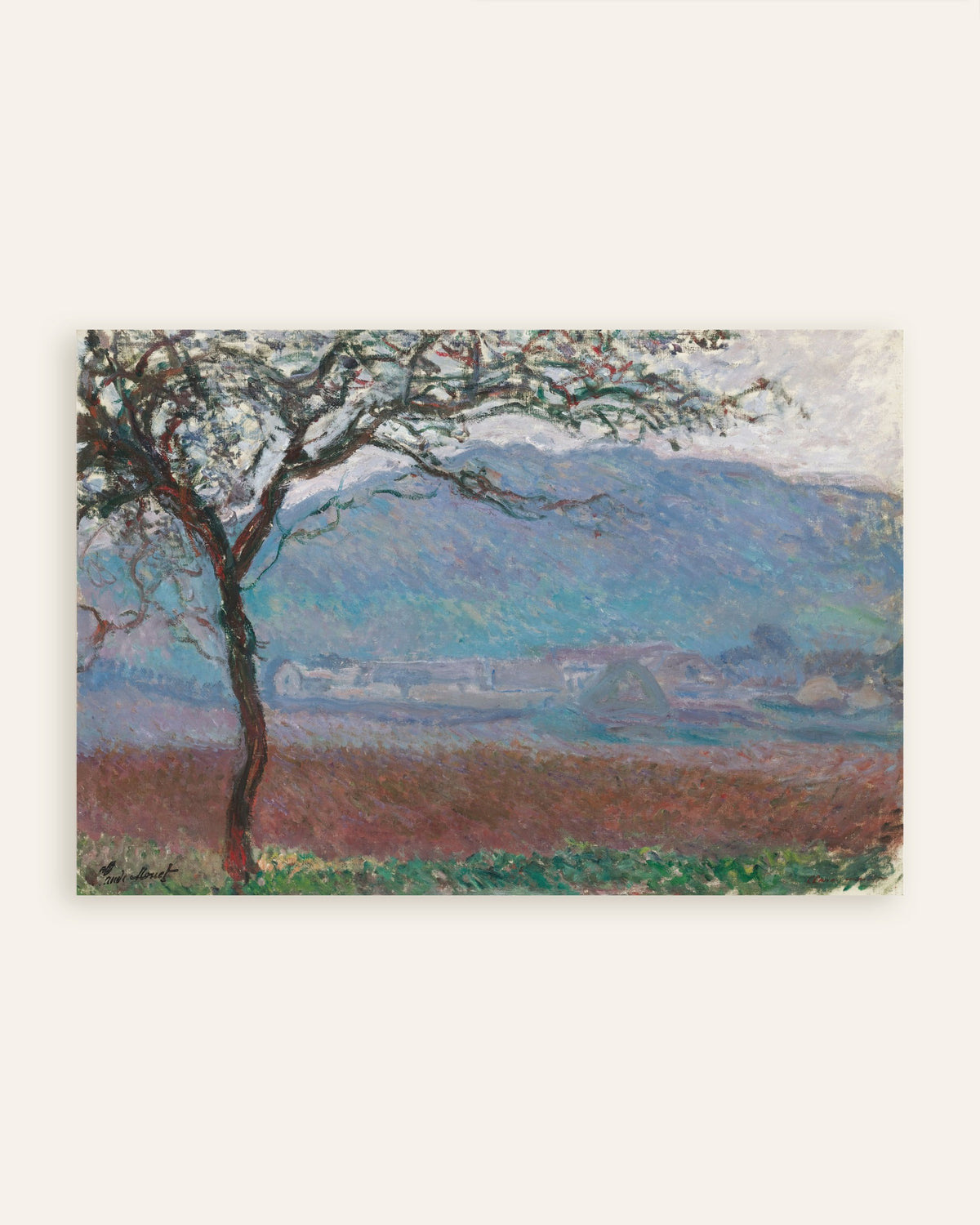 Poster Veld bij Giverny (1887) van Claude Monet, miniatuur