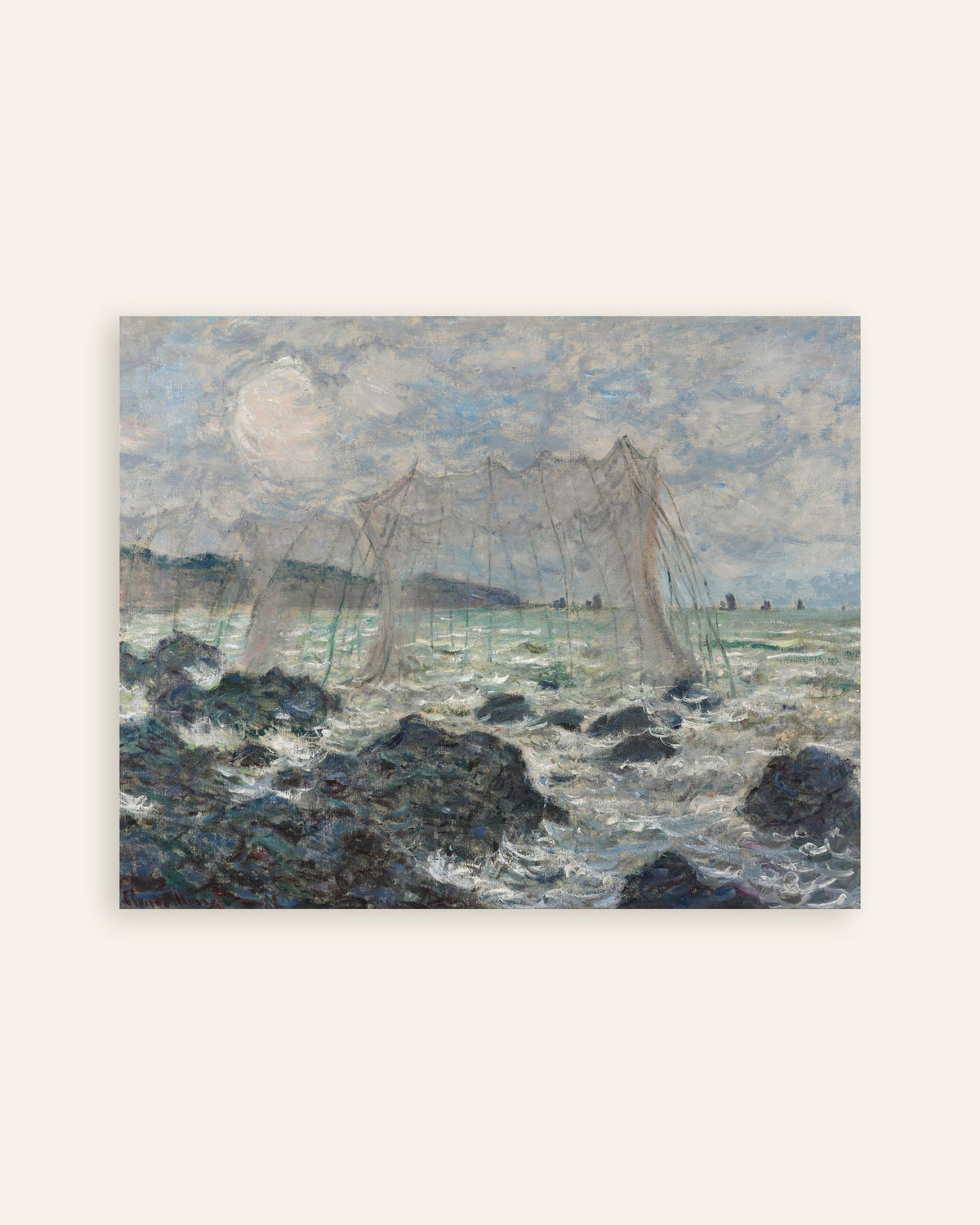 Poster Visnetten bij Pourville (1882) van Claude Monet, miniatuur