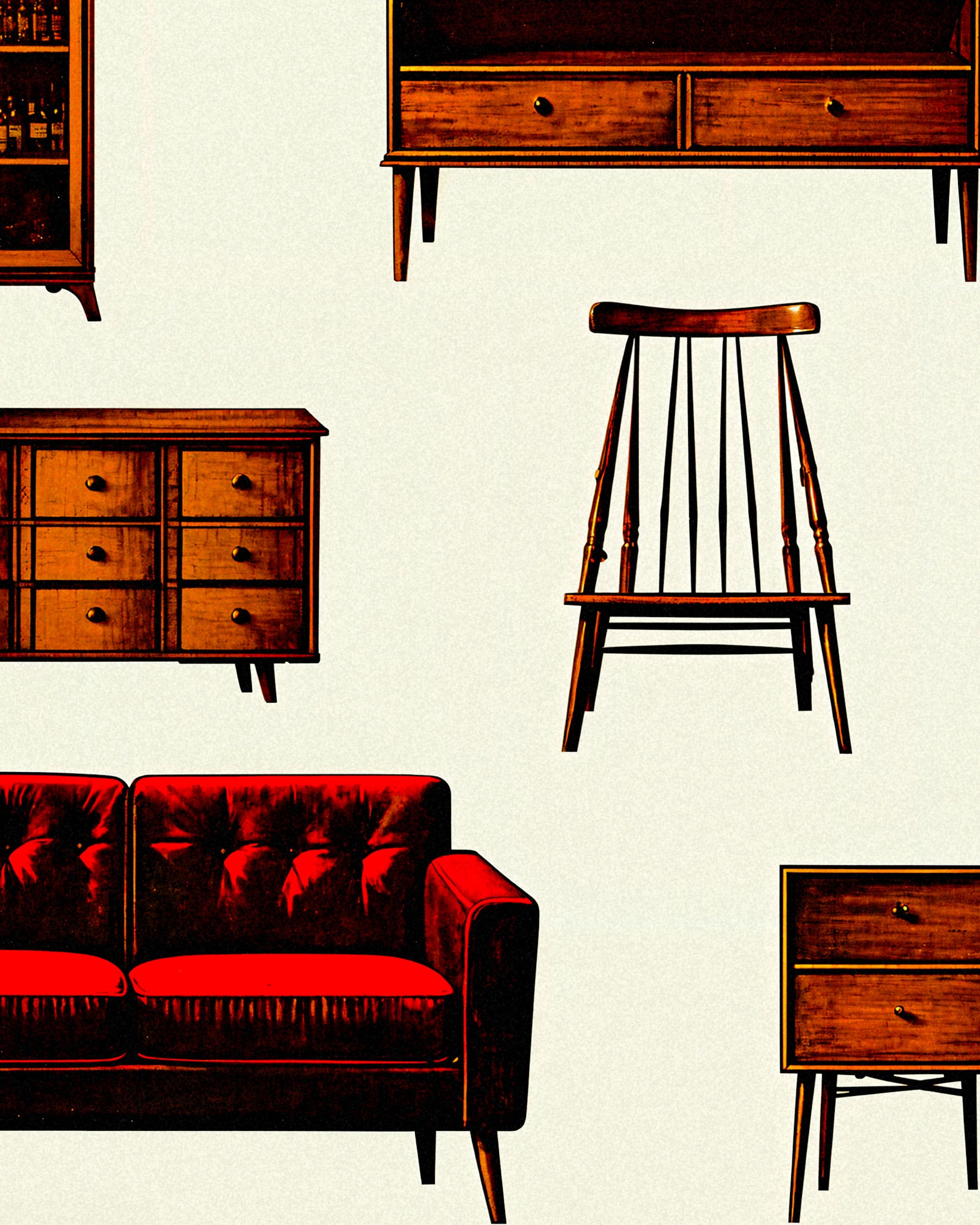 Affiche brocante, mobilier
