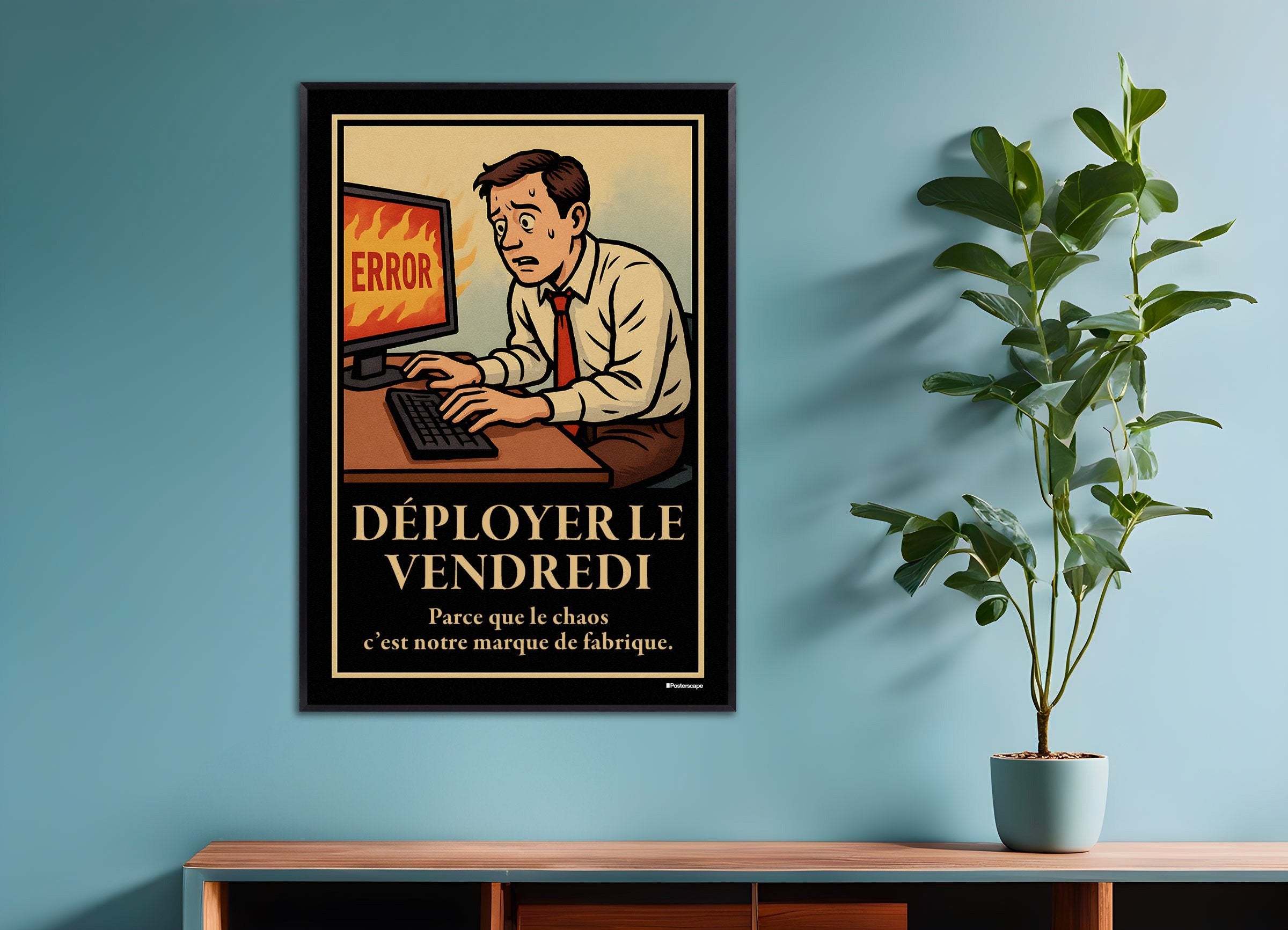 Poster of Friday Deploys - Demotivational Poster, with metal frame