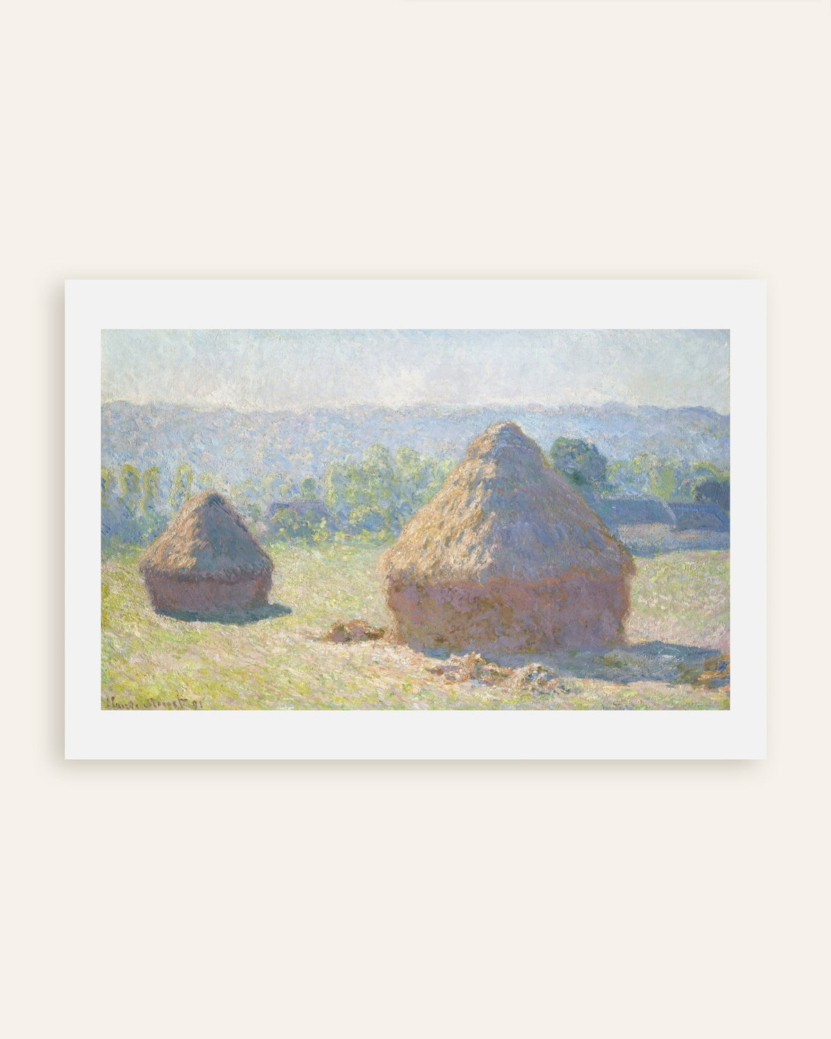 Poster Graanschelven, eind van de zomer (1891) van Claude Monet, miniatuur