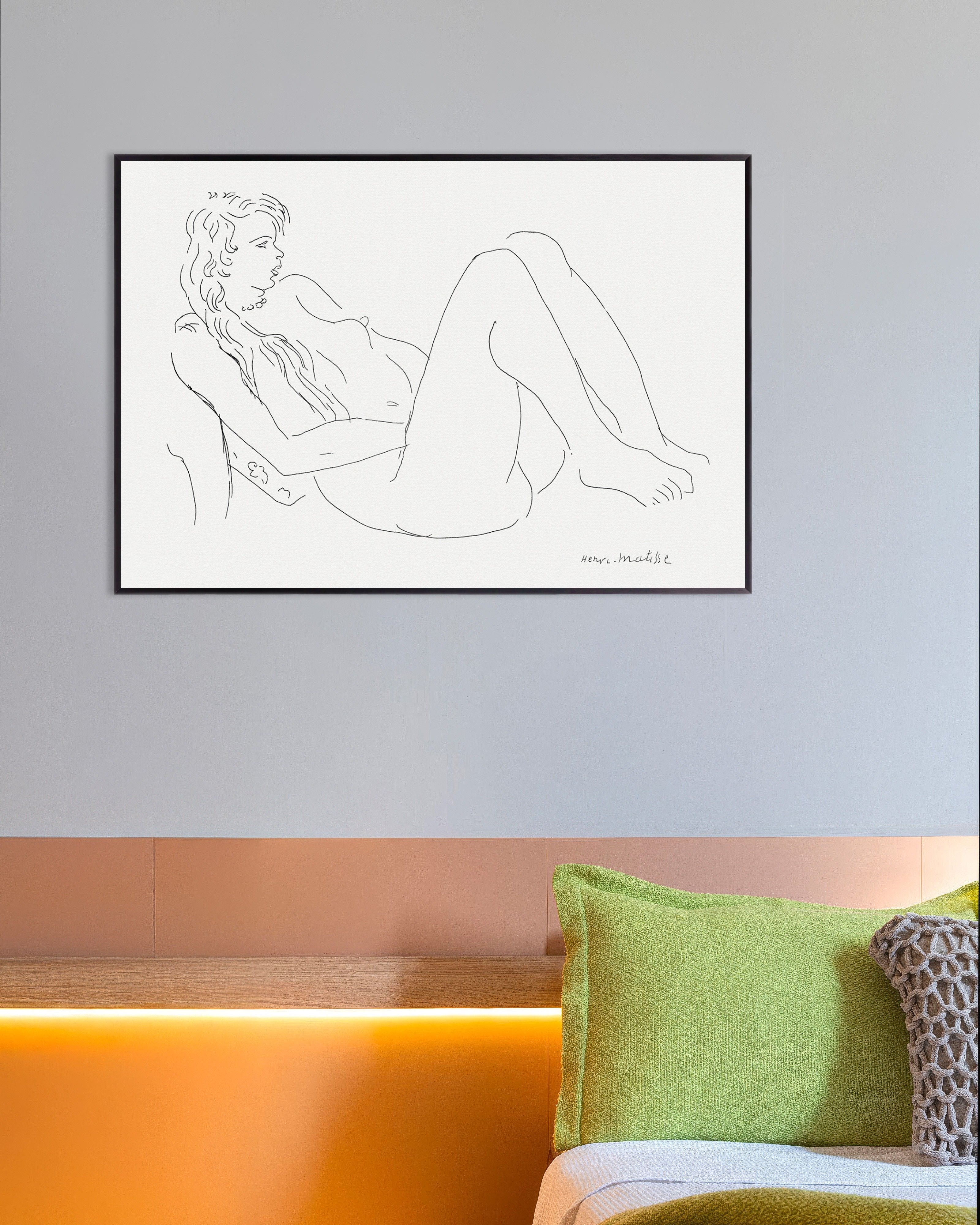 Poster of Henri Matisse Nude with necklace and long hair poster (1920), with metal frame